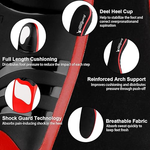 Miniatura 4 de RooRuns - Plantillas para fascitis plantar, más de 280 libras, soporte de arco alto, pies planos, plantillas ortopédicas suaves para aliviar el