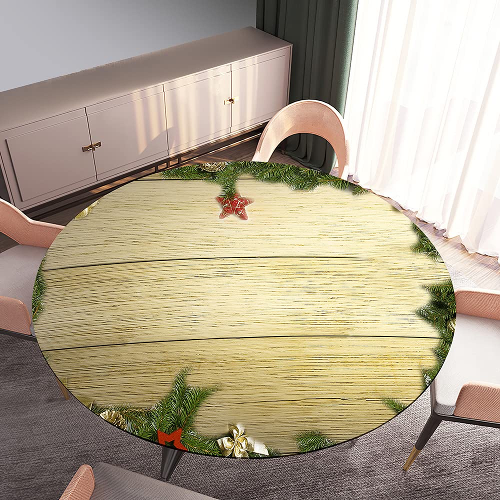 FANSU Tovaglia Rotonda Con Bordo Elastico, Stampa 3D Scala Di Legno, Antimacchia E Lavabile, Perfetta Per Tavoli Da Esterno, Giardino E Cucina (Diametro 120 Cm)