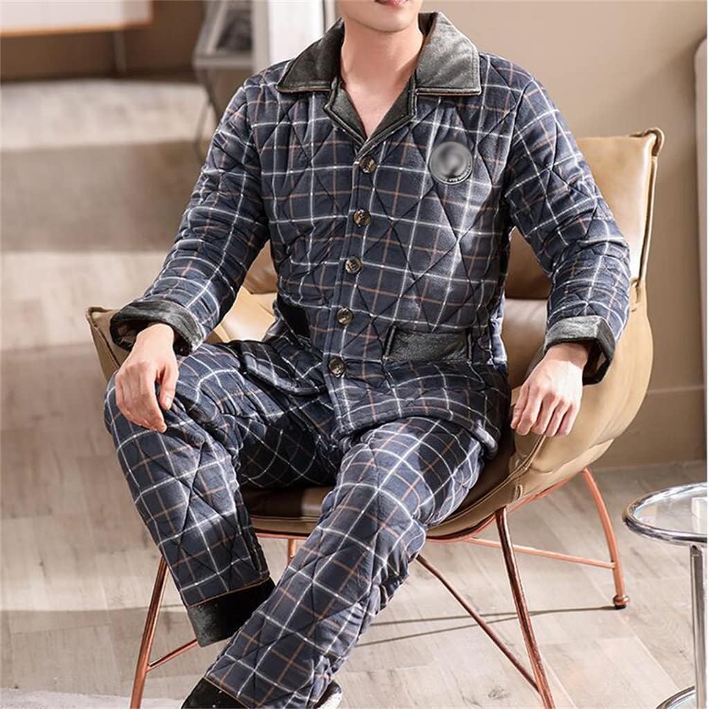 Winter Men's Fleece Thickening Pajamas Middle-aged And Elderly Dad Coral Homewear