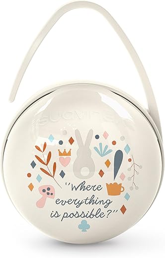 Suavinex, Portachupete para Bebé, Para Llevar 2 Chupetes de Forma Independiente, con Asita para Colgar del Bolso, Carro o Cuna, Caja Portachupetes, Funda Para Chupetes, Estuche, Wonderland Beige