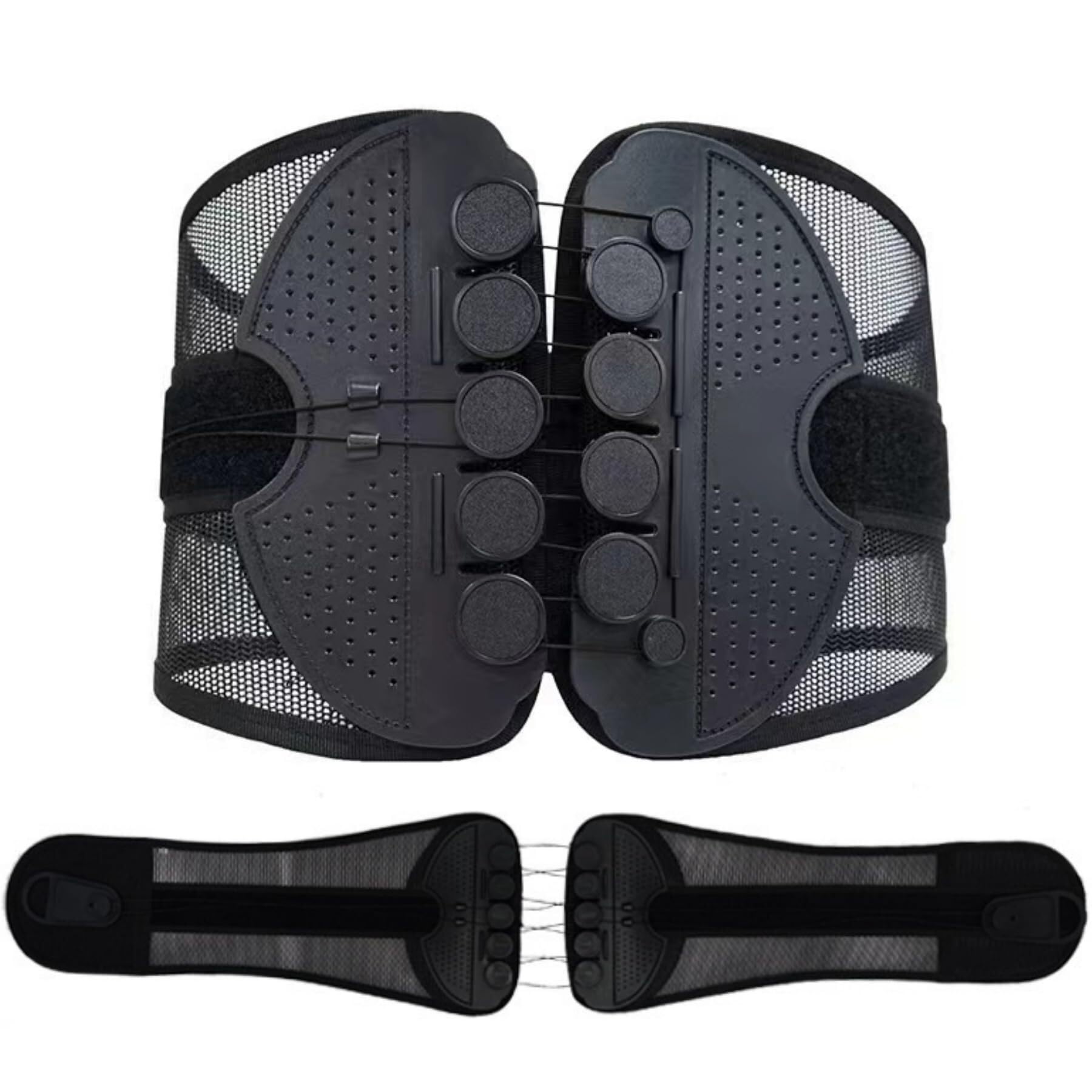 Unisex Double Pull Waist Brace - Breathable Mesh Ergonomic Lumbar Support Belt for Muscle Injury and Posture Correction (X-Large, Black)