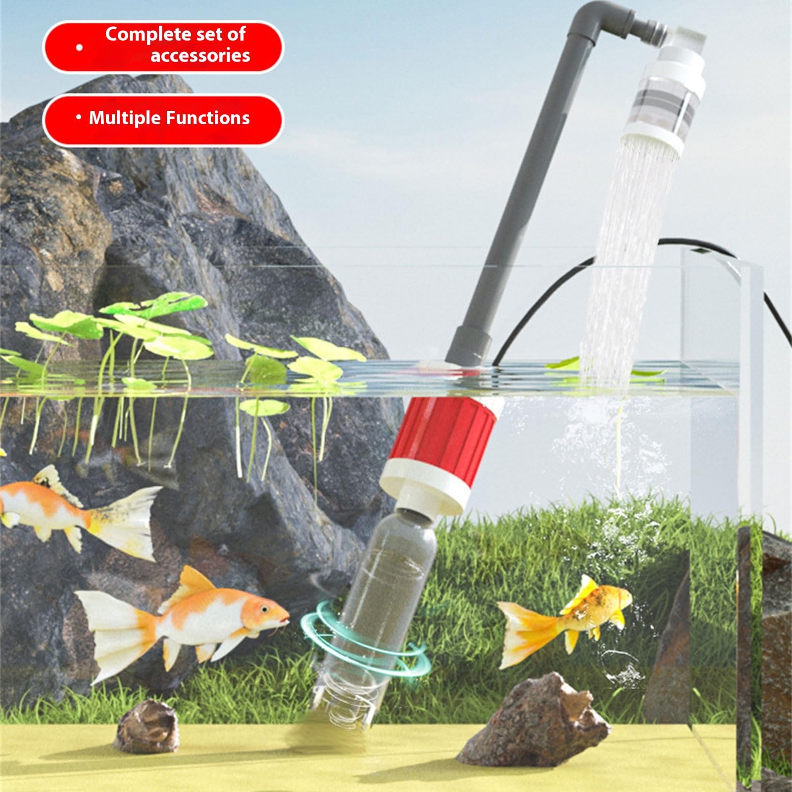 Sistemas de limpieza de gravas para acuarios con cambio de agua para mantenimiento de arena y control de circulación de agua, multifuncional, tipo prensa de acuario, limpiador de succión