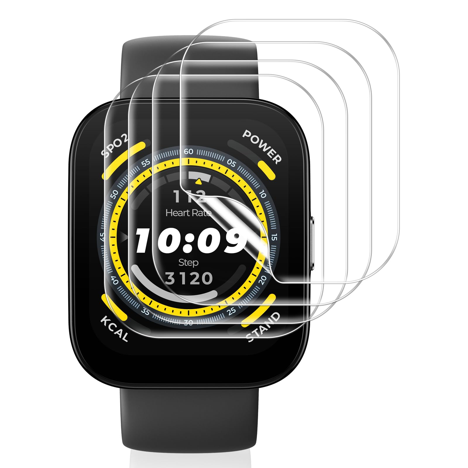 Vauki 4 Pack Protector Pantalla para Amazfit Bip 5 Cristal Templado,Resistente a los Arañazos,Película de TPU Suave Film HD Transparente Sin Burbujas Vidrio Templado para Amazfit Bip 5