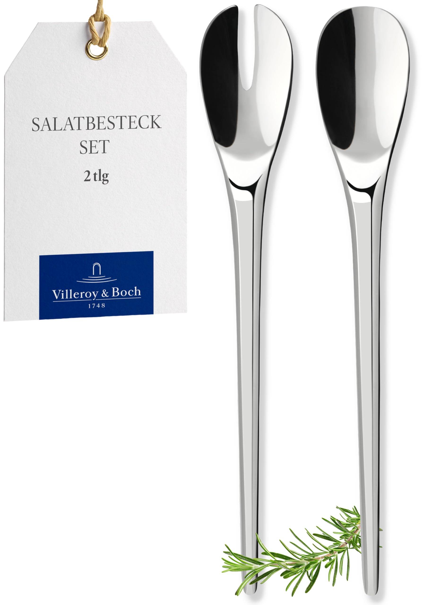 Villeroy und Boch - NewMoon Salatbesteck, 2tlg., vielseitiges Besteckset für den Alltag und die festliche Tafel, Edelstahl, spülmaschinengeeignet
