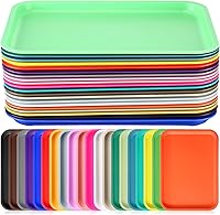 Sintuff 20-Pack Colorful Plastic Serving Trays - 10x7 Inch Bulk Art Craft Organizers for Kids, School, Painting, Beads & Food (20 Vibrant Colors)