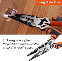 Vista 6 de VANQUISH Juego de 3 piezas: Juego de herramientas de corte diagonal de mandíbula de alambre, punta larga y alicates Linemans (3192)