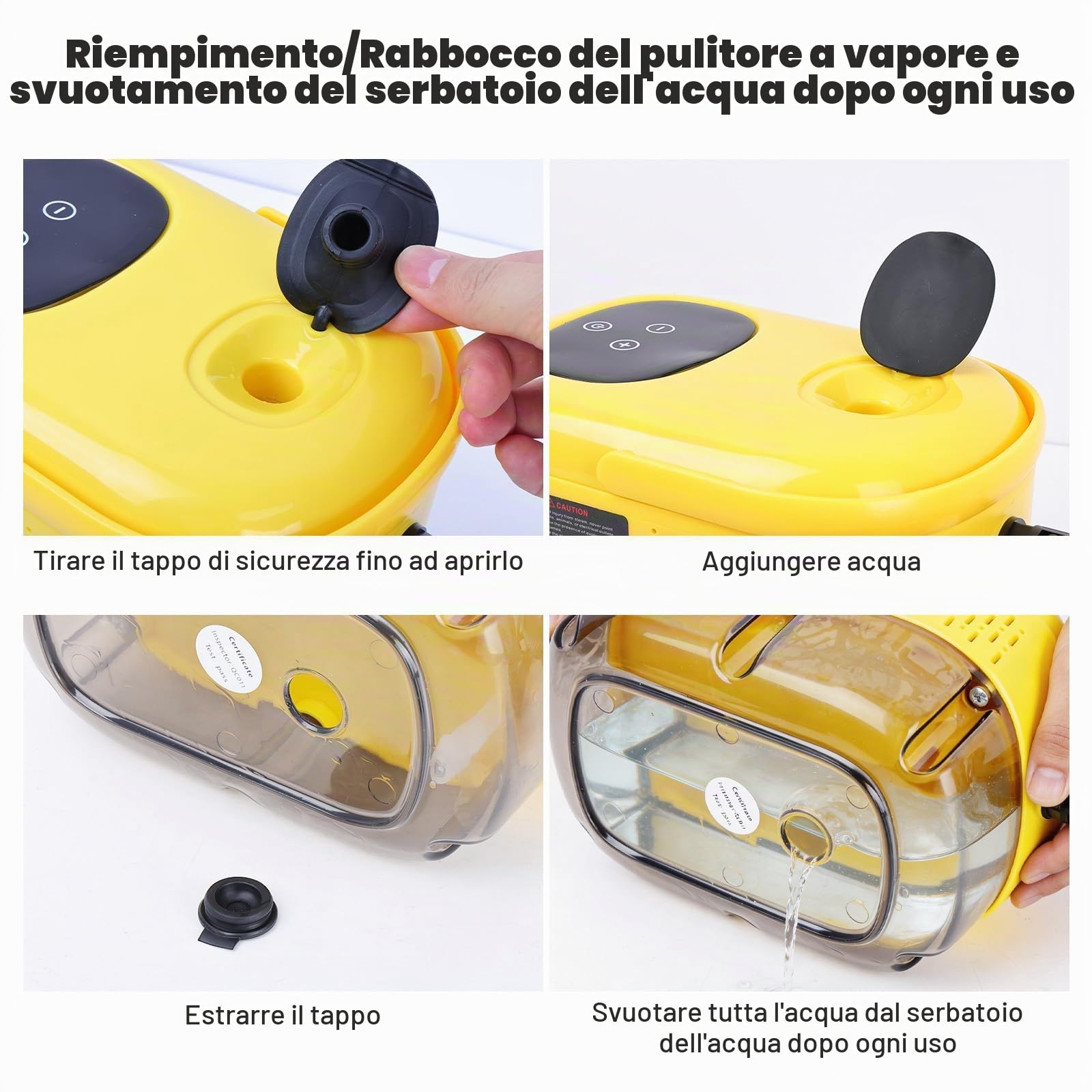 Pulitore a Vapore Portatile 2500W,3 Bar,Serbatoio 1100ml | Pulitore Vapore Casa con 6 Livelli di Temperatura,12 Accessori,Multiuso per Cucina Bagno Divani Auto