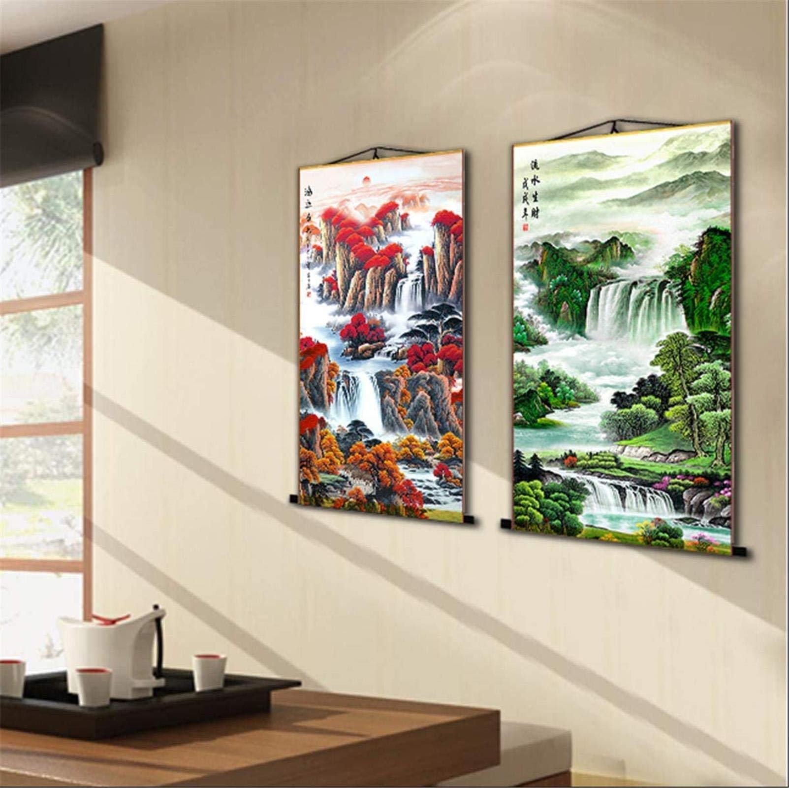 レア 仇英 軸 おもてなし 開運 絵 滝 山水 城 中国 美術 骨董 インテリア レア 仇英 軸 おもてなし 開運 絵 滝 山水 城 中国 美術 骨董