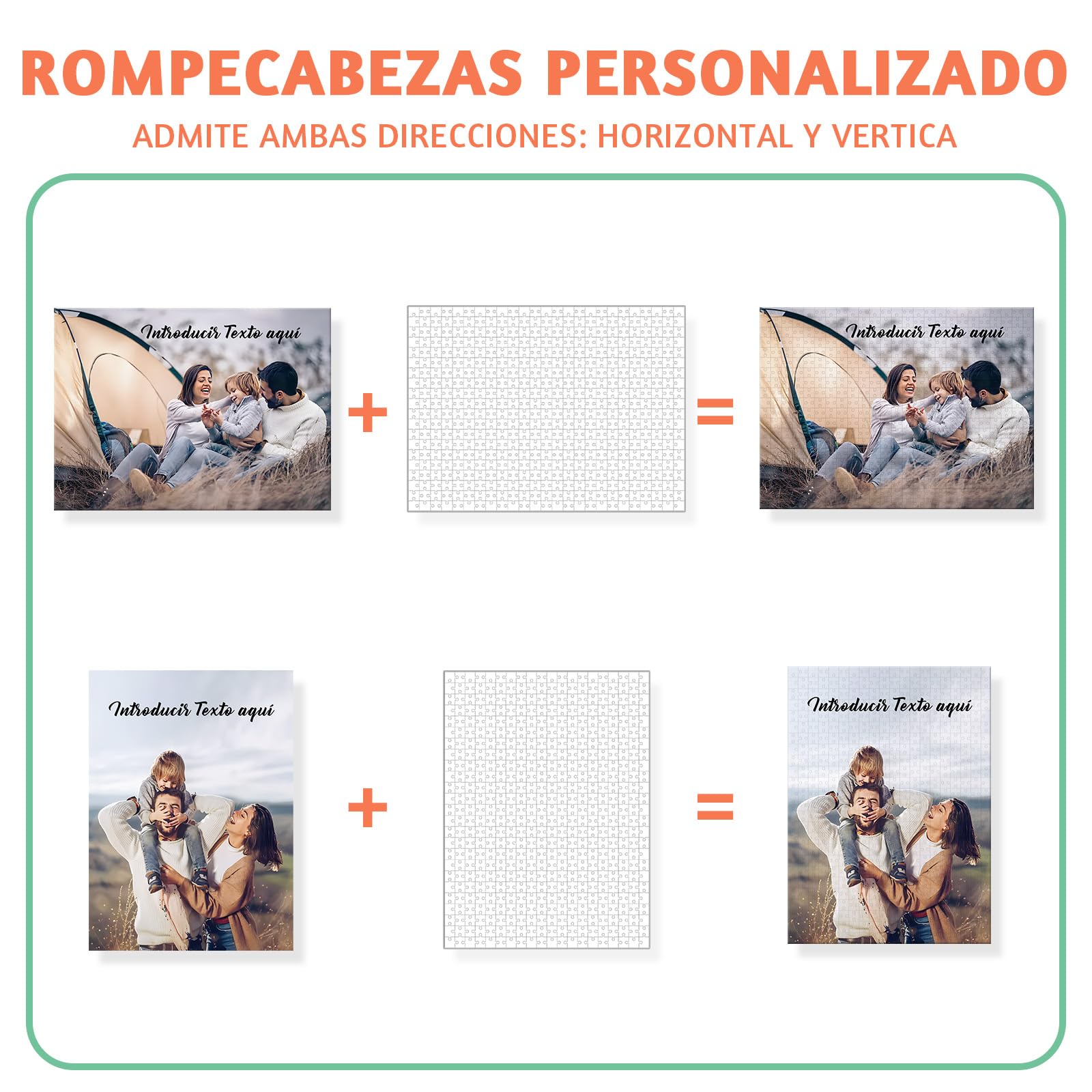 Puzzle Personalizado con Foto y Texto - Puzzle Foto Personalizado 1000 500 300 200 120 Piezas, Rompecabezas de Madera Personalizable con tu Propia Imagen, Regalo para Familiares/Parejas