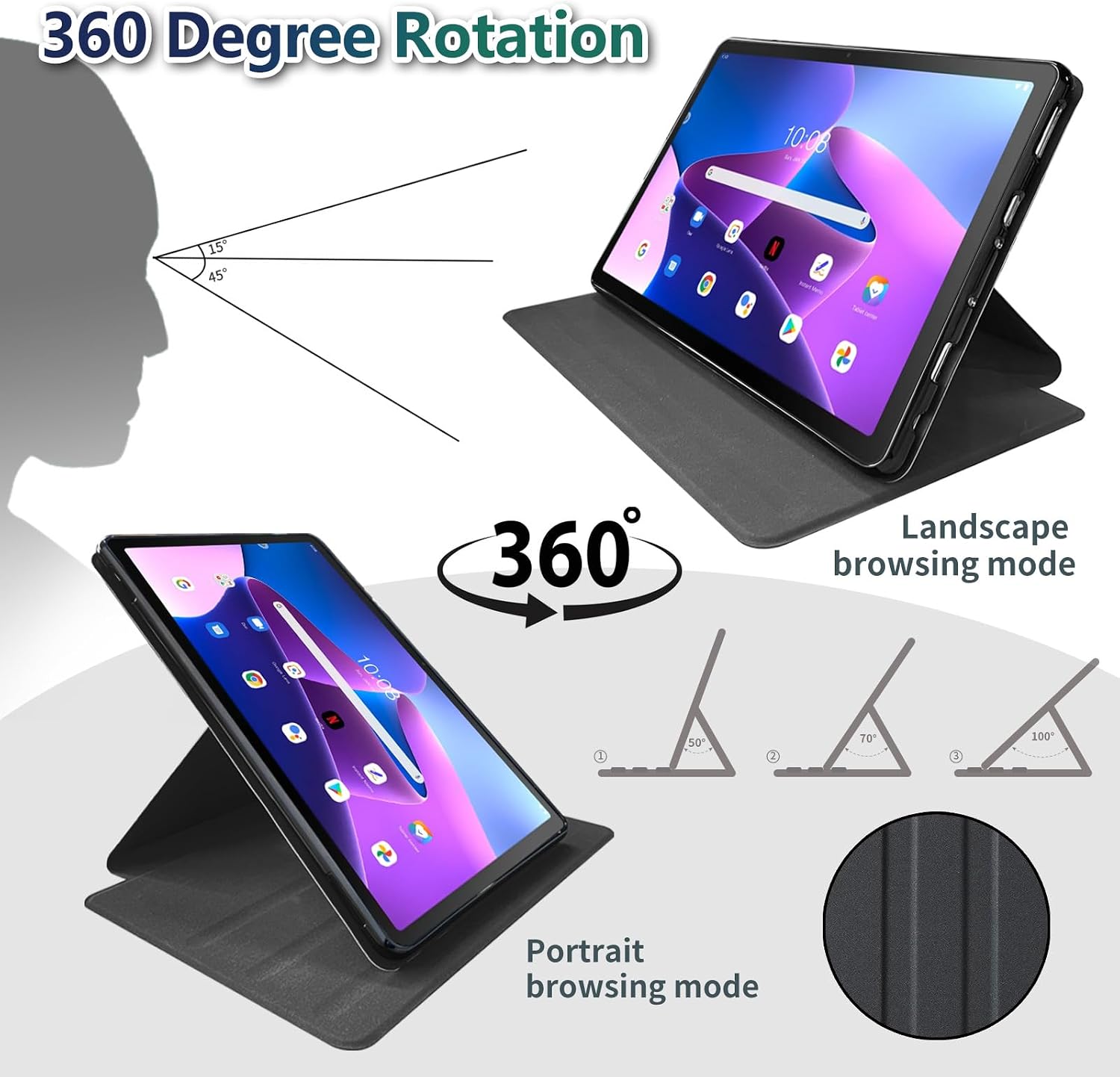 for All-New Amazon Kindle Fire HD 10 Tablet (13th Generation, 2023 Release), Soft TPU Buffer PU Leather Cover, Auto Wake/Sleep 360° Swivel Stand (Starry Night Black Cat, Amazon Fire Hd 10 Tablet 2023)