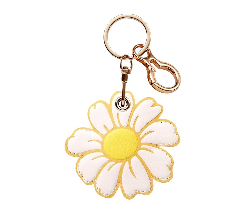 Porta-chaveiro para Apple AirTag em couro sintético PU com estampa floral Bigdaisy, kit com 3 chaveiros