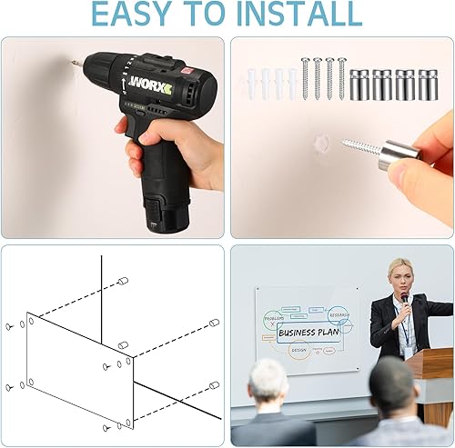 Miniatura 3 de Ctosree 2 tableros de acrílico transparente de borrado en seco para pared, tablero de notas acrílico reutilizable de 24 x 18 pulgadas, para colgar,