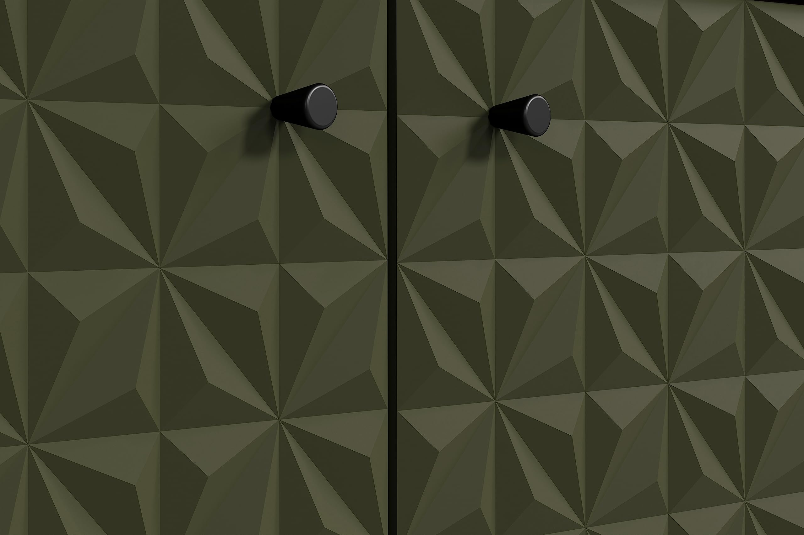 trendteam smart living - Sentra - Highboard - Dunkelgrün/Artisan Eiche - Wohnzimmerschrank mit gefrästen Türen - (BxHxT) 124 x 136 x 40 cm - Metallfüße - kratzfest