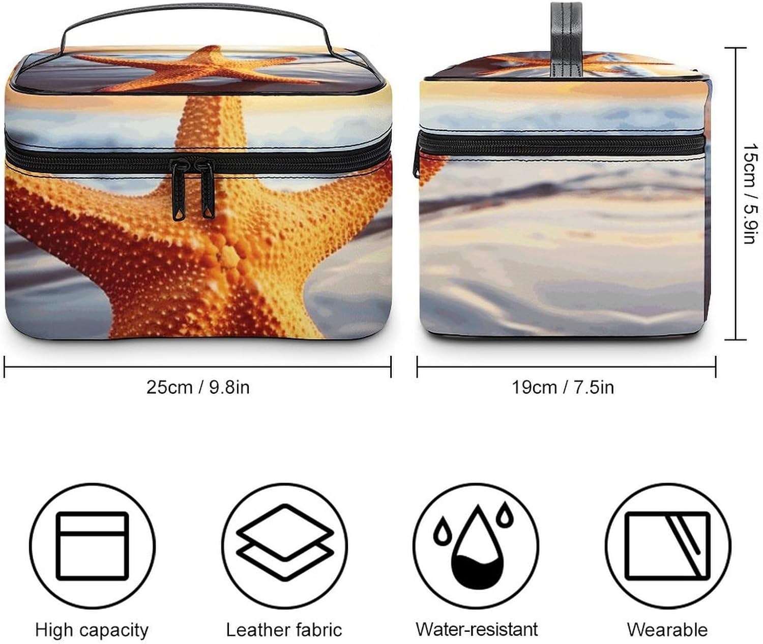 Travel Makeup Bag Portable Large Cosmetic Bag with Handle And Compartment image 2
