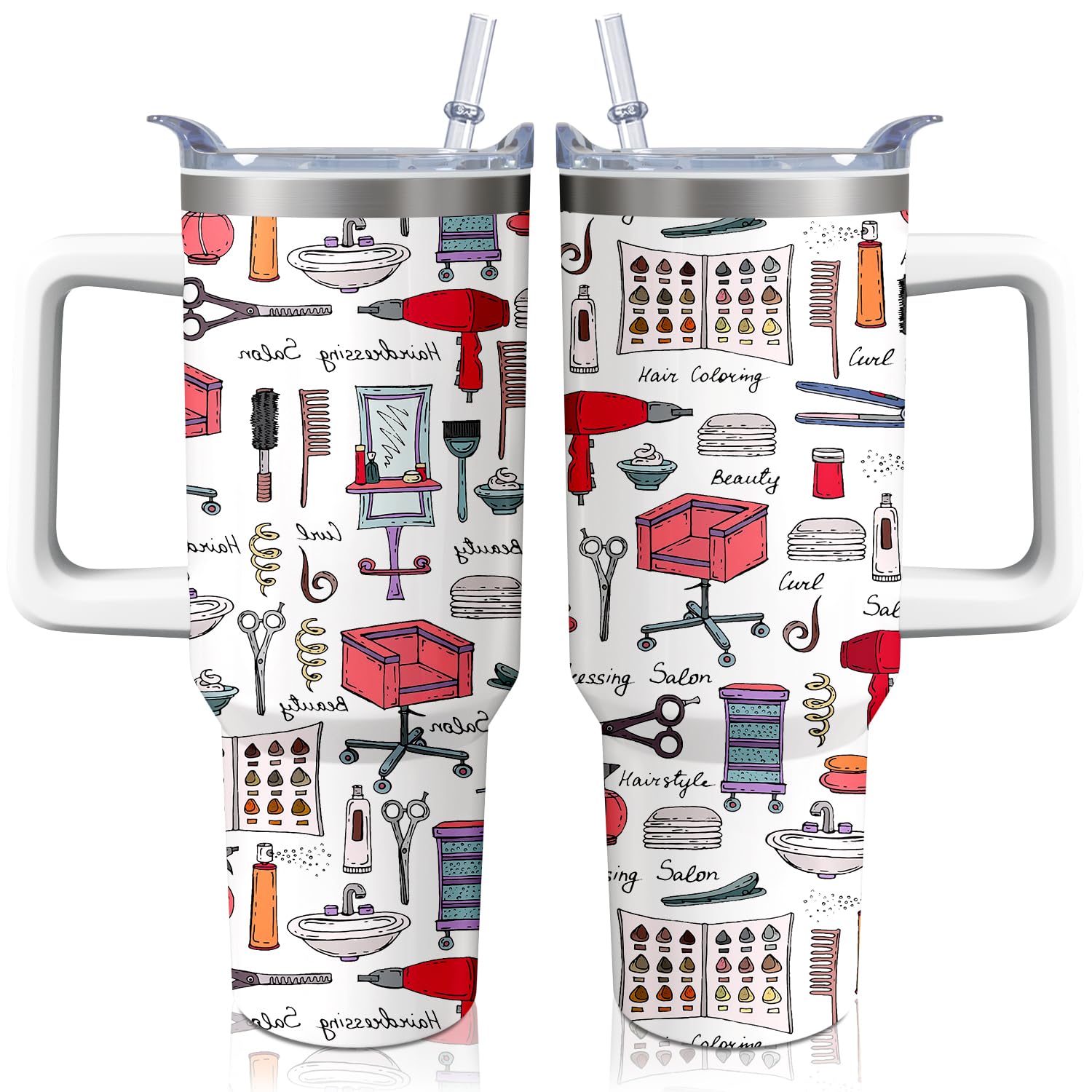 40oz Hair Stylist Gifts Hairstylist Tumbler with Handle for Female Women, Stainless Steel Insulated Cup, Coffee Mug Water Bottle for Hairdresser