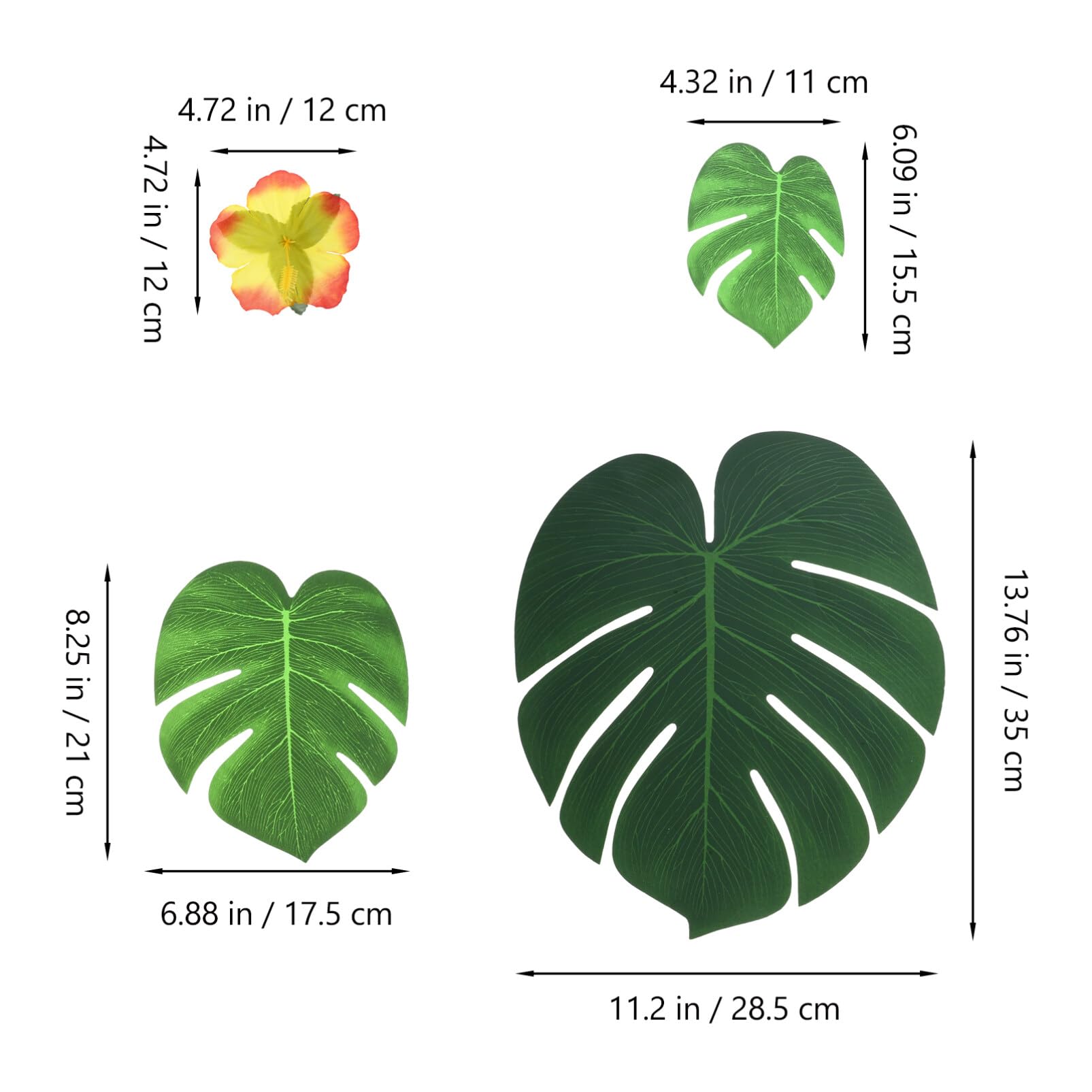 1set Decorativo per Tavolo con Piante Tropicali Artificiali di Foglie e Fiori per Feste e Celebrazioni Hawaiane Decorazioni Vivaci per Eventi e Incontri Familiari