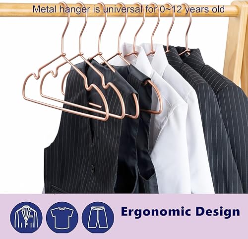 Miniatura 2 de Perchas para ropa de bebé de alambre de metal de oro rosa, 12.6 pulgadas, pantalones antideslizantes para niños pequeños, recién nacidos, perchas