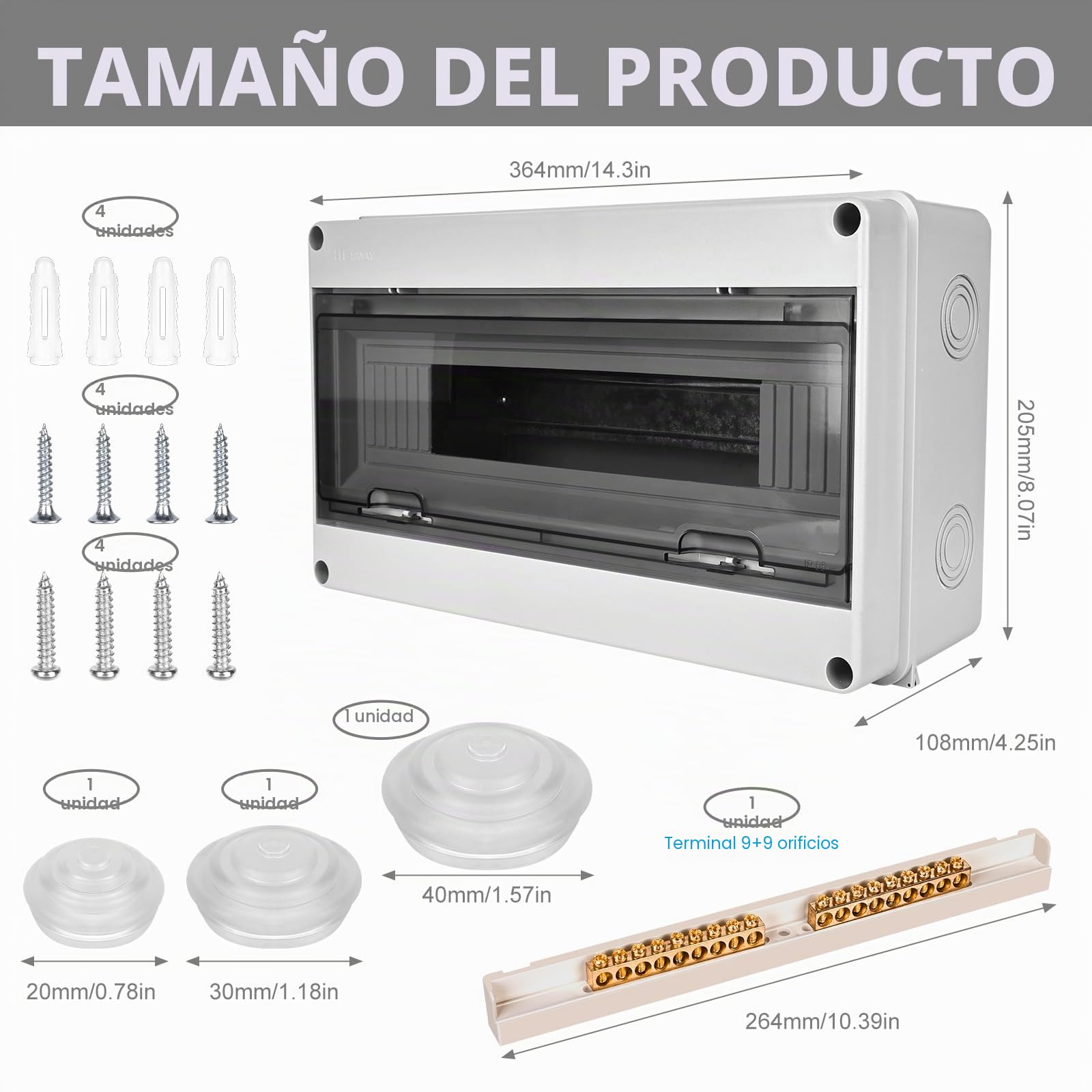 Caja Cuadro Electrico Superficie: Caja Estanca Exterior Electrica, 18 Módulos Caja Distribucion Electrica IP65 a Prueba, para Jardín o Exteriores