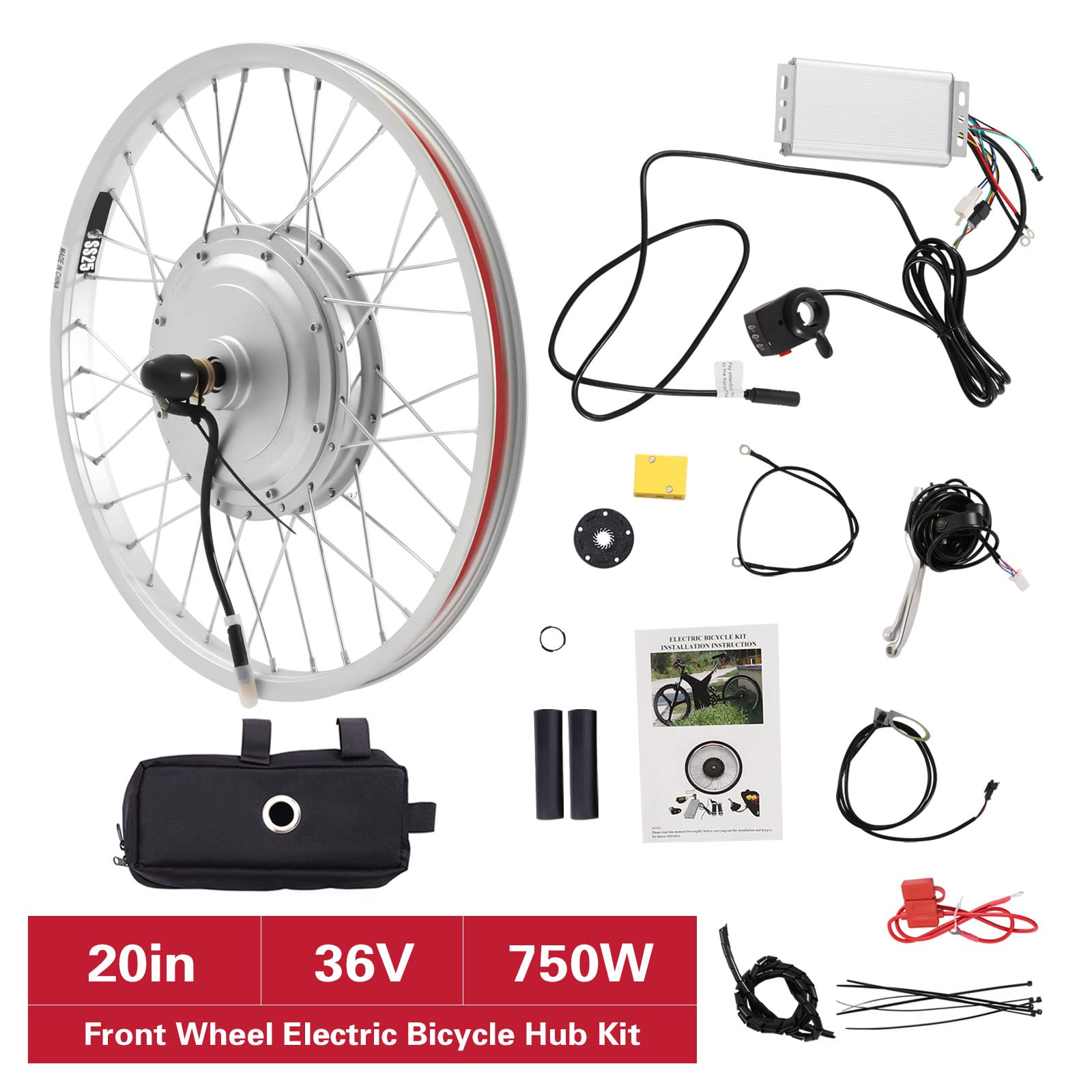 28 Zoll 48 V 1000 W Elektrofahrrad-Umrüstsatz, Daumensteuerung für Geschwindigkeitsregelung, Sechsloch-Scheibenbremse
