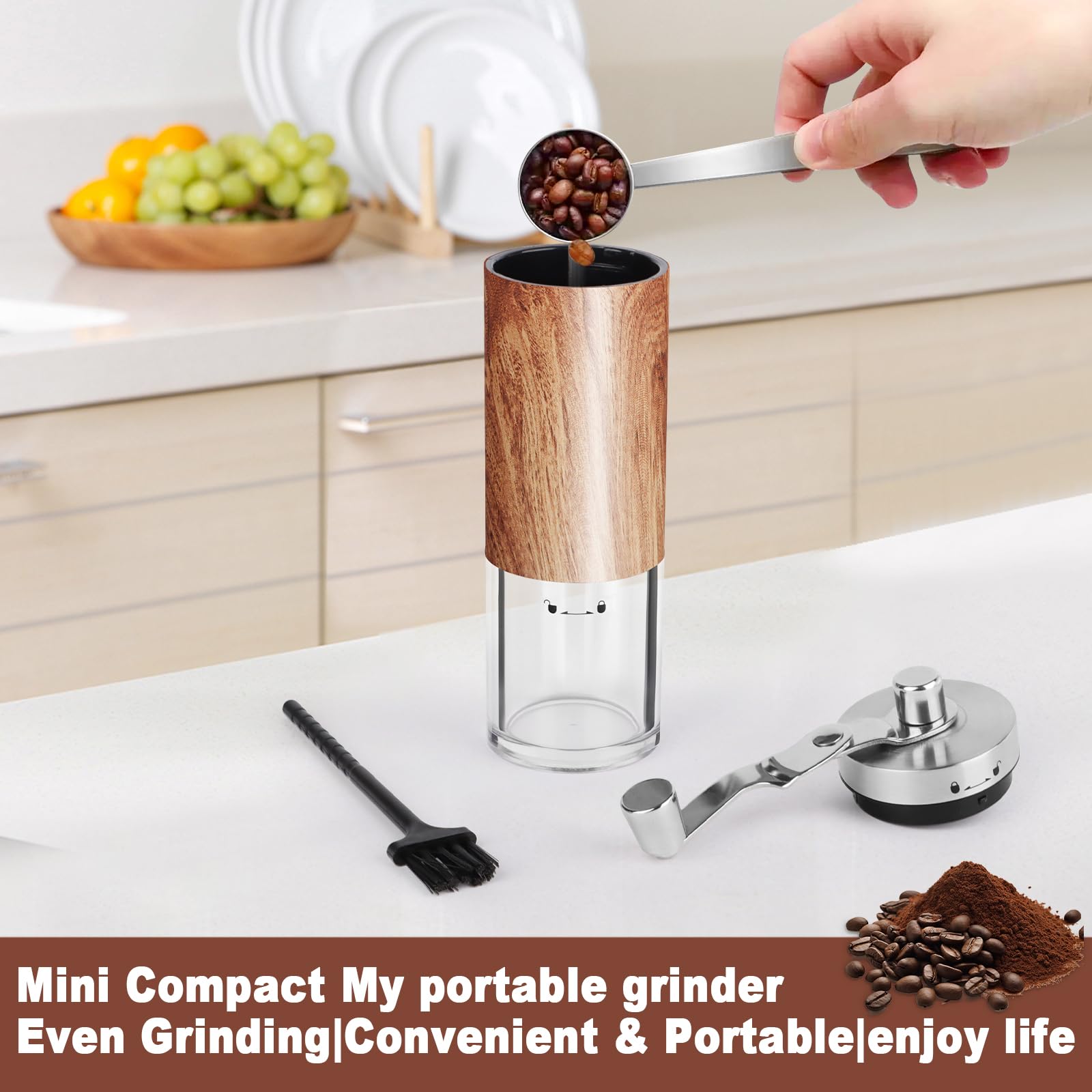 Macinacaffè Manuale Regolabile In Ceramica E Acciaio – Macinatura Fine O Grossolana, Trasparente E Facile Da Pulire, Per Casa O Campeggio