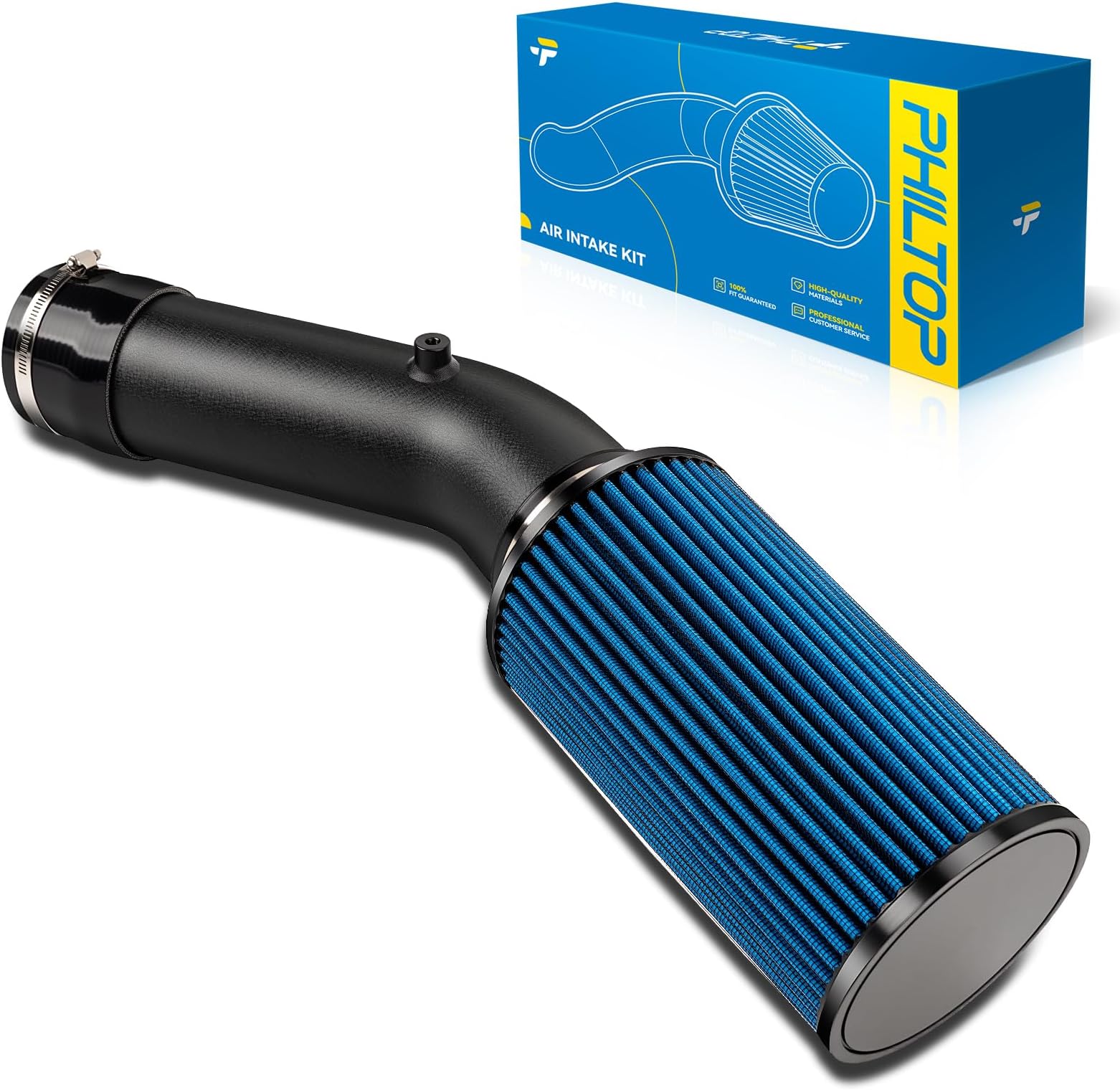PHILTOP 4" Cold Air Intake Kit System Compatible with Ford F250 F350 Super Duty 1999.5 2000 2001 2002 V8 7.3L, Excursion 2000-2002 V8 7.3L, High Performance, Blue