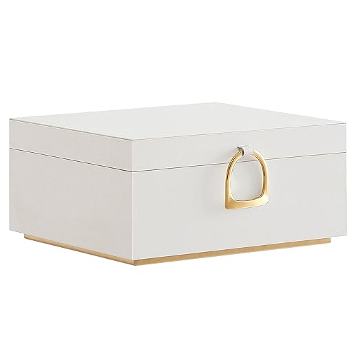SONGMICS 2-Layer Jewelry Box, Jewelry Organizer with Handle, Removable Jewelry Tray, Jewelry Storage, Floating Effect, 8.1 x 9.4 x 4.3 Inches, Gift Idea, Christmas Gifts, White UJBC165W01