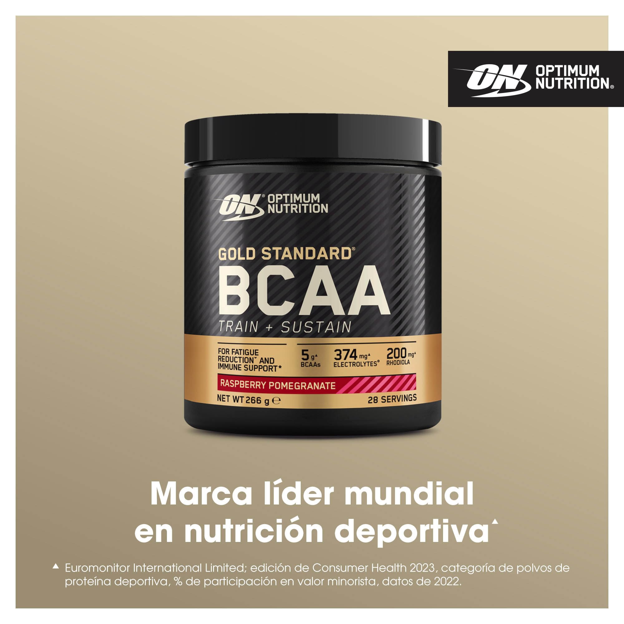 Optimum Nutrition Gold Standard BCAA en Polvo, Sabor Frambuesa y Granada, 266g, 28 Servicios