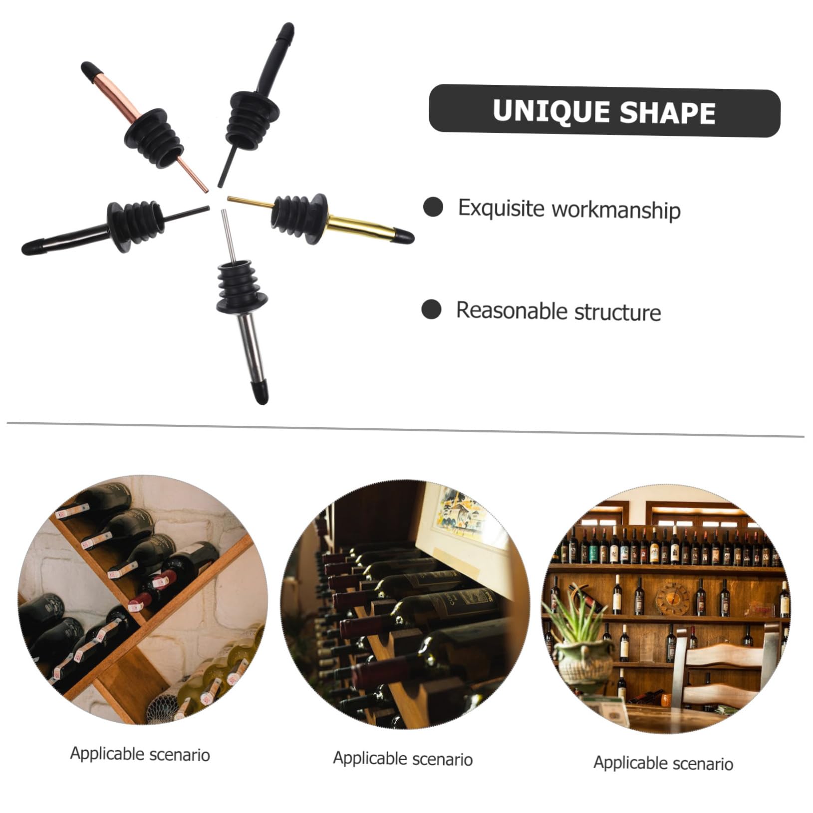 LALADEFIEE 5pcs Stainless Steel Wine Pourer Leak Wine Stoppers with Dust Caps for Smooth Pouring Essential Accessories for Parties and Daily Use