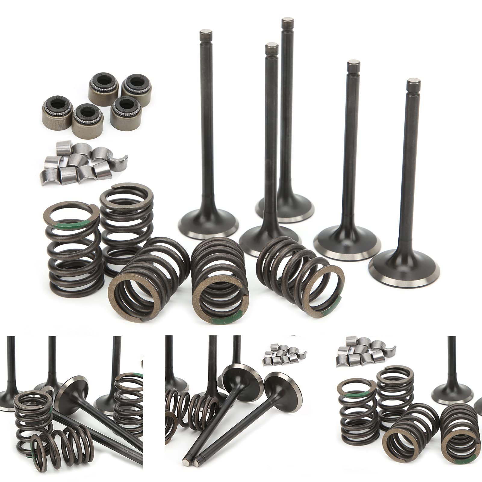 Generic Kit Valvola di Scarico Aspirazione Testata, Durevole e Completo, Ricambio per GRIZZLY 660 YFM660F 4WD 2002-2008, Materiale in Acciaio