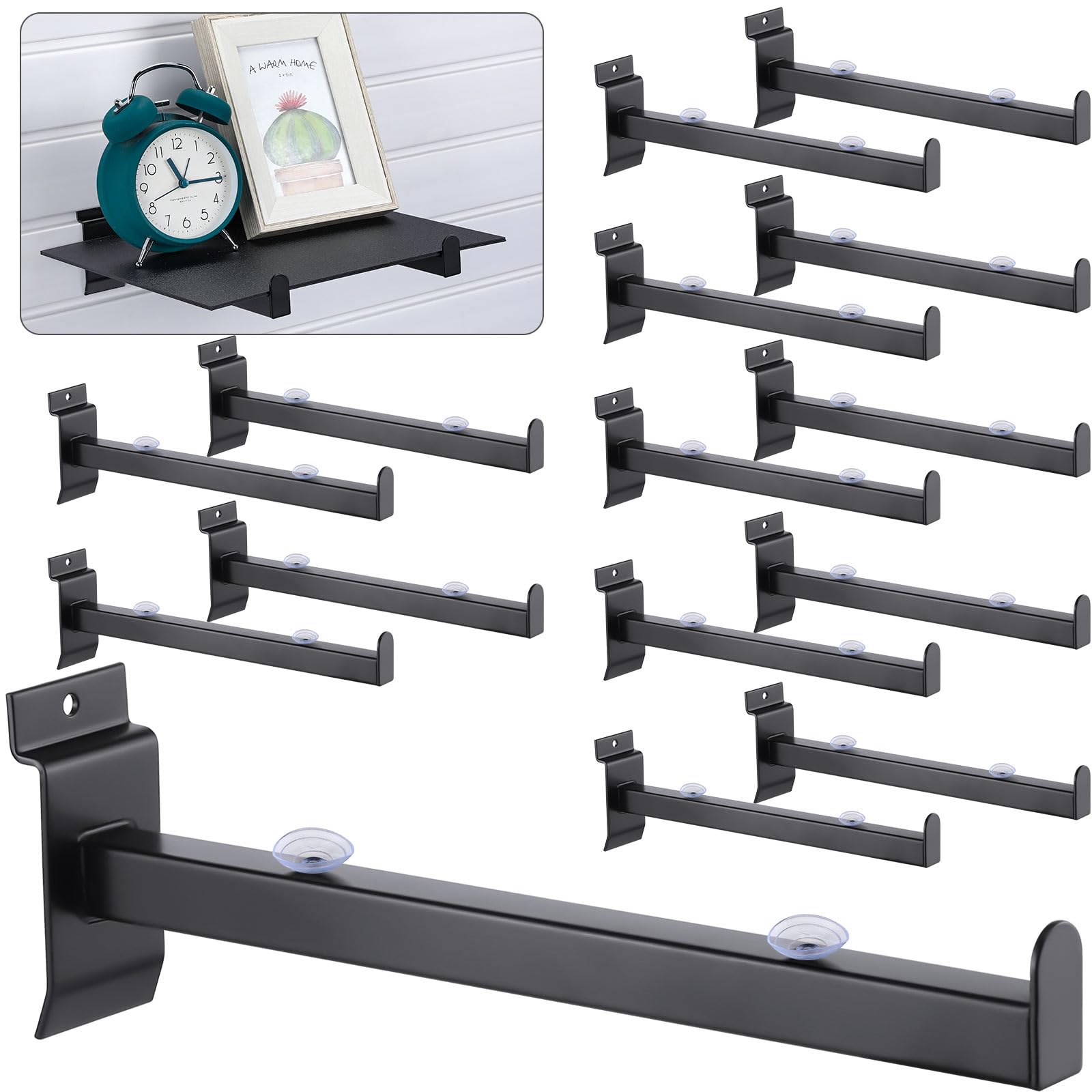 Yexiya Slatwall Ganci da 24 pezzi da 25,4 cm, accessori per pannelli Slatwall, ganci resistenti per doga, ganci da parete, ganci da esposizione per casa, garage, negozio, camera, accessori per