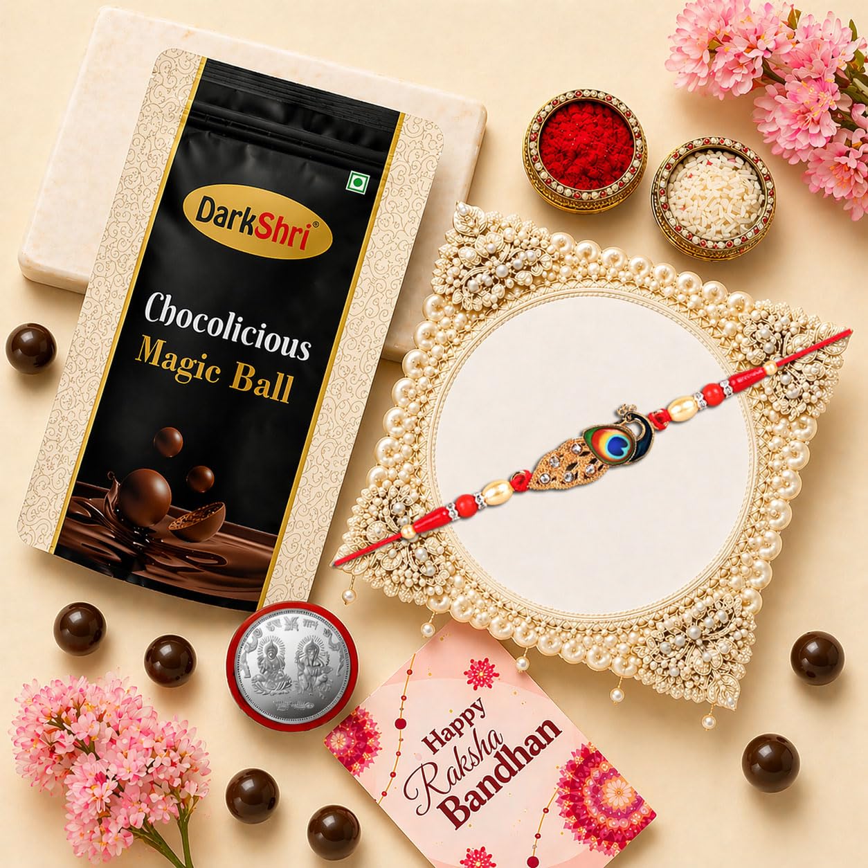 DarkShri (76-76 B) Rakhi Gift Hamper Combo for Brother Sister | Butter Scotch Chocolate Roli Chawal (Tikka) | Rakhi | Rakhi For Brother | Rakhi With Chocolate | (Set Of 2) 8930-image-42
