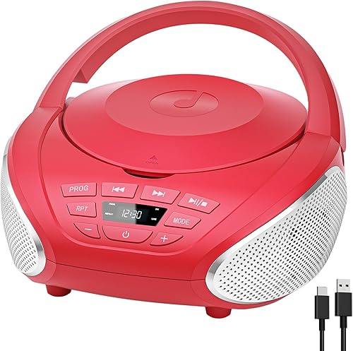 Gueray Reproductor de CD portátil Boombox Radio Reproductores de CD con altavoces Audio para el hogar Radio FM Entrada AUX Soporte Auriculares Modo