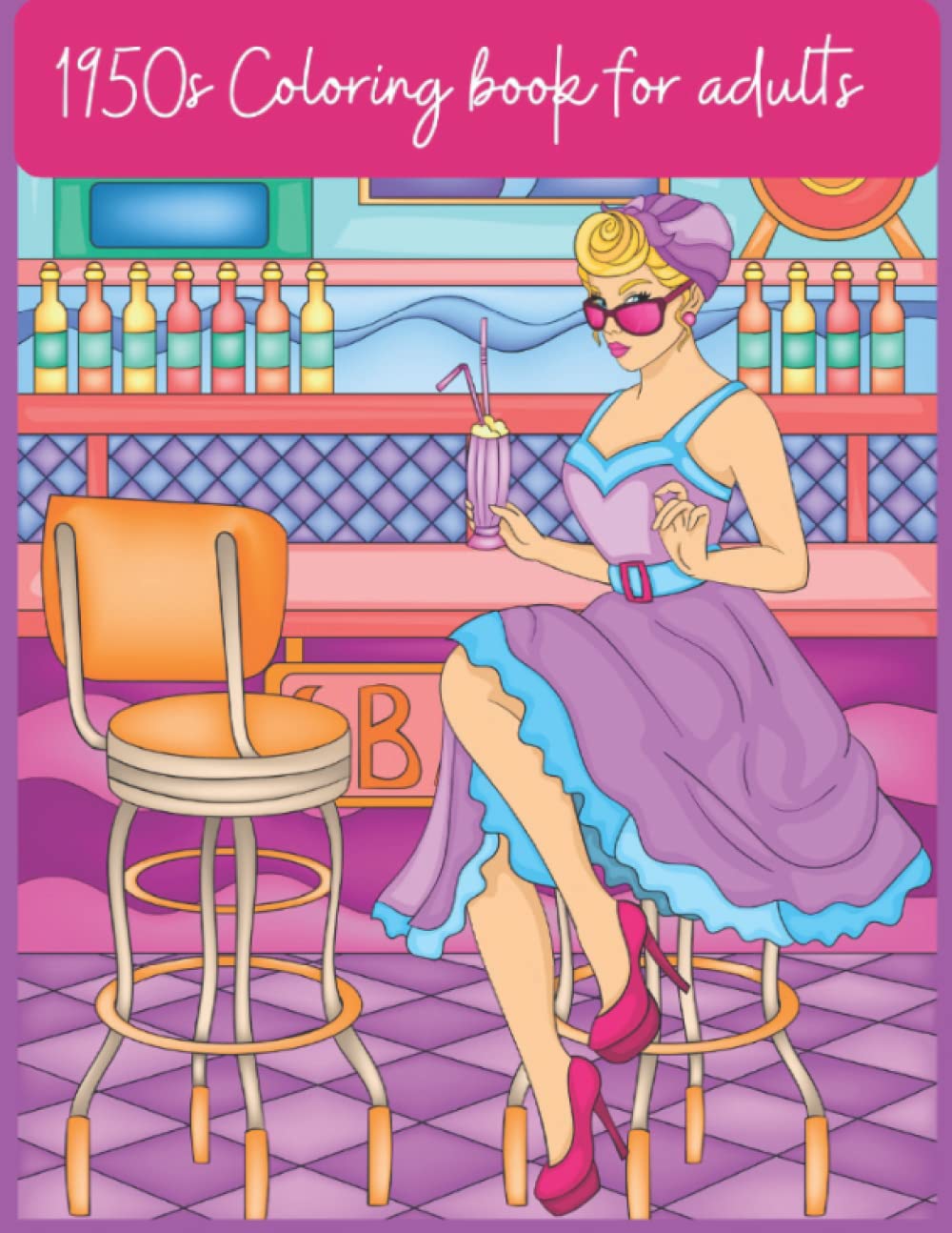 1950s Coloring book for adults: Adult coloring book for seniors large ...