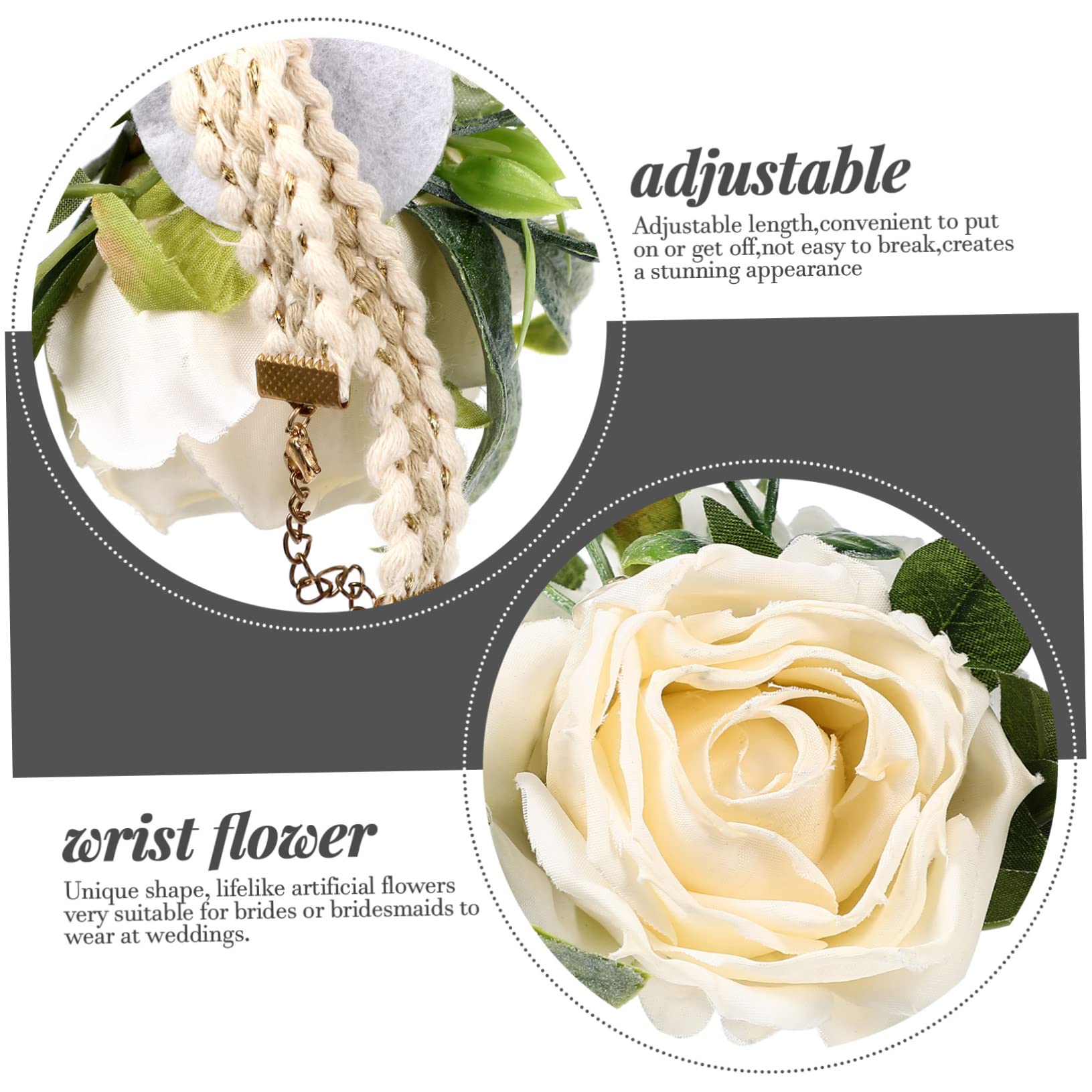 ABOOFAN 5 Pz fiore del polso mazzolino fascia e velo della sposa vestito damigelle abito elegant matrimonio braccialetto da damigella d'onore braccialetto fiore da polso plastica bianca
