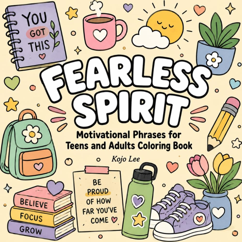 Fearless Spirit: Motivational Phrases for Teens and Adults Coloring Book