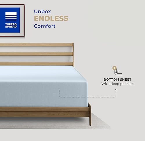 Vista 19 de THREAD SPREAD Sábana bajera ajustable de 100 % algodón tamaño individual, 400 hilos, bolsillo profundo de 16 pulgadas, sábana bajera elástica