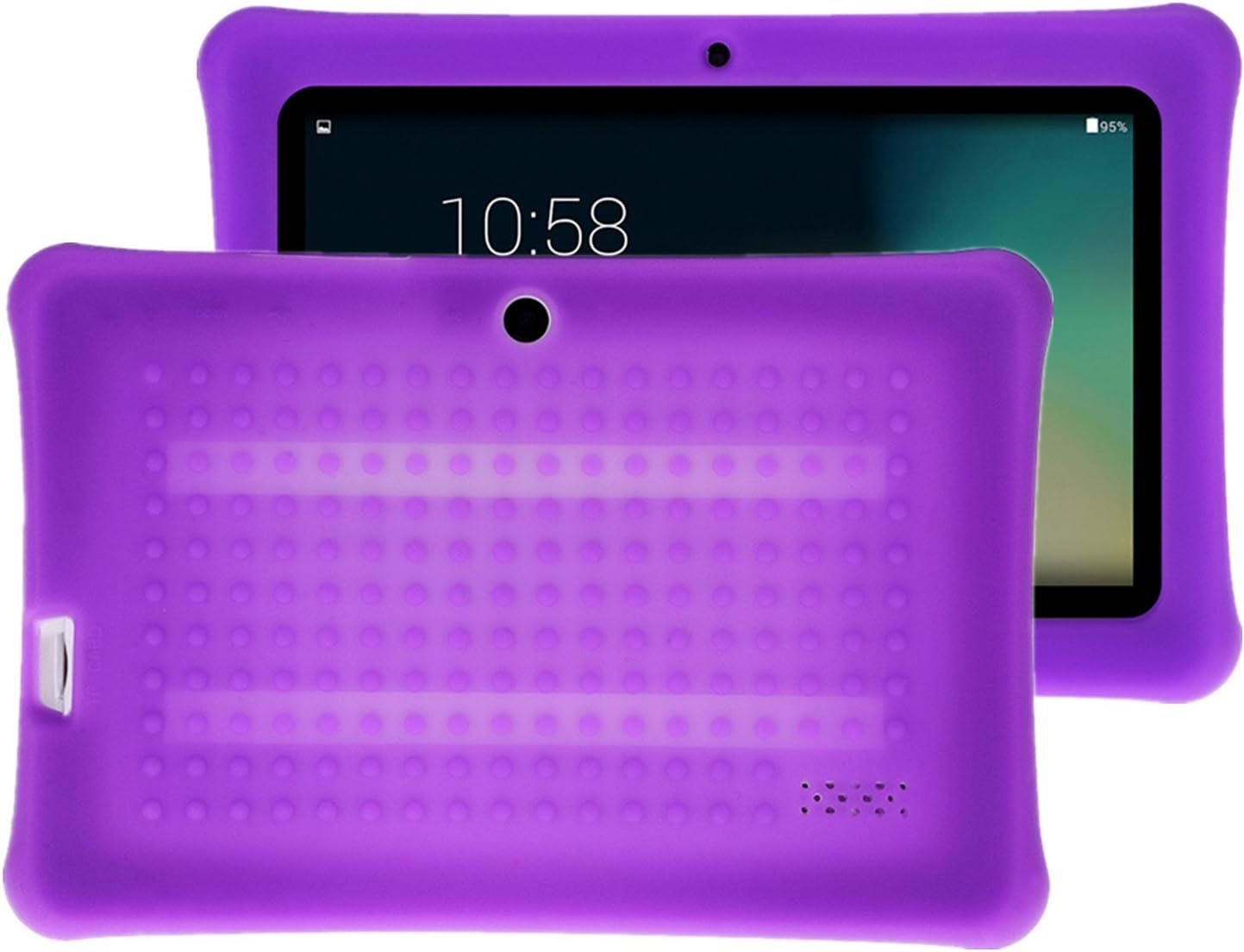 Turpro Kids' Tough Silicone Anti-slip Shockproof Defender Armor Cover Case for Chromo Inc 7 inch, Alldaymall A88X, Dragon Touch Y88X Plus/Y88X, VURU A33, NPOLE 7 Inch Tablet (Purple)
