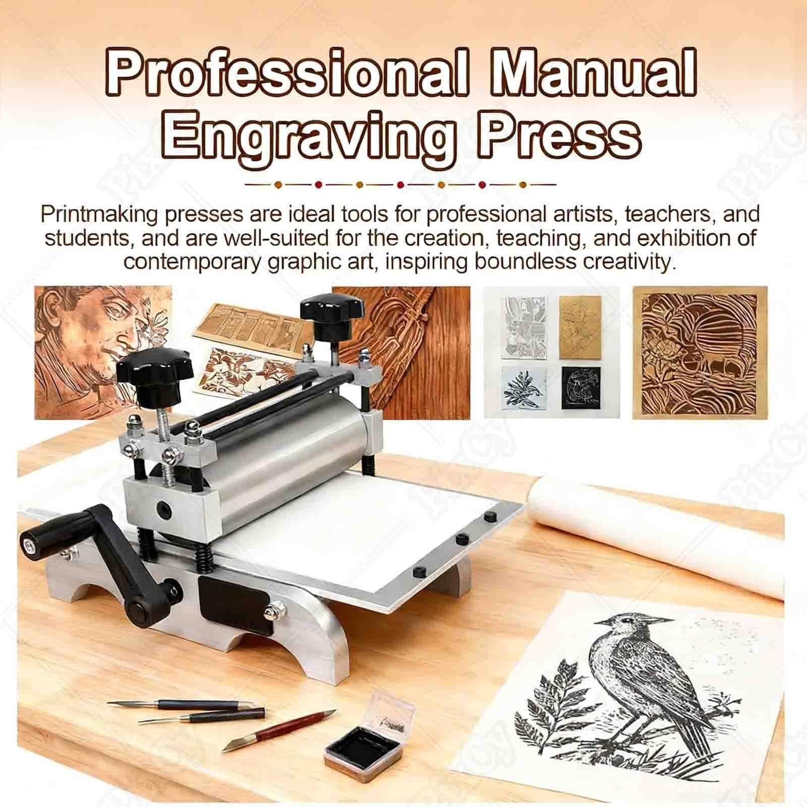 Macchina da stampa manuale per progetti fai da te, piano da tavolo portatile per stampa in rilievo e Linocut, ideale per hobbisti e artisti studenti