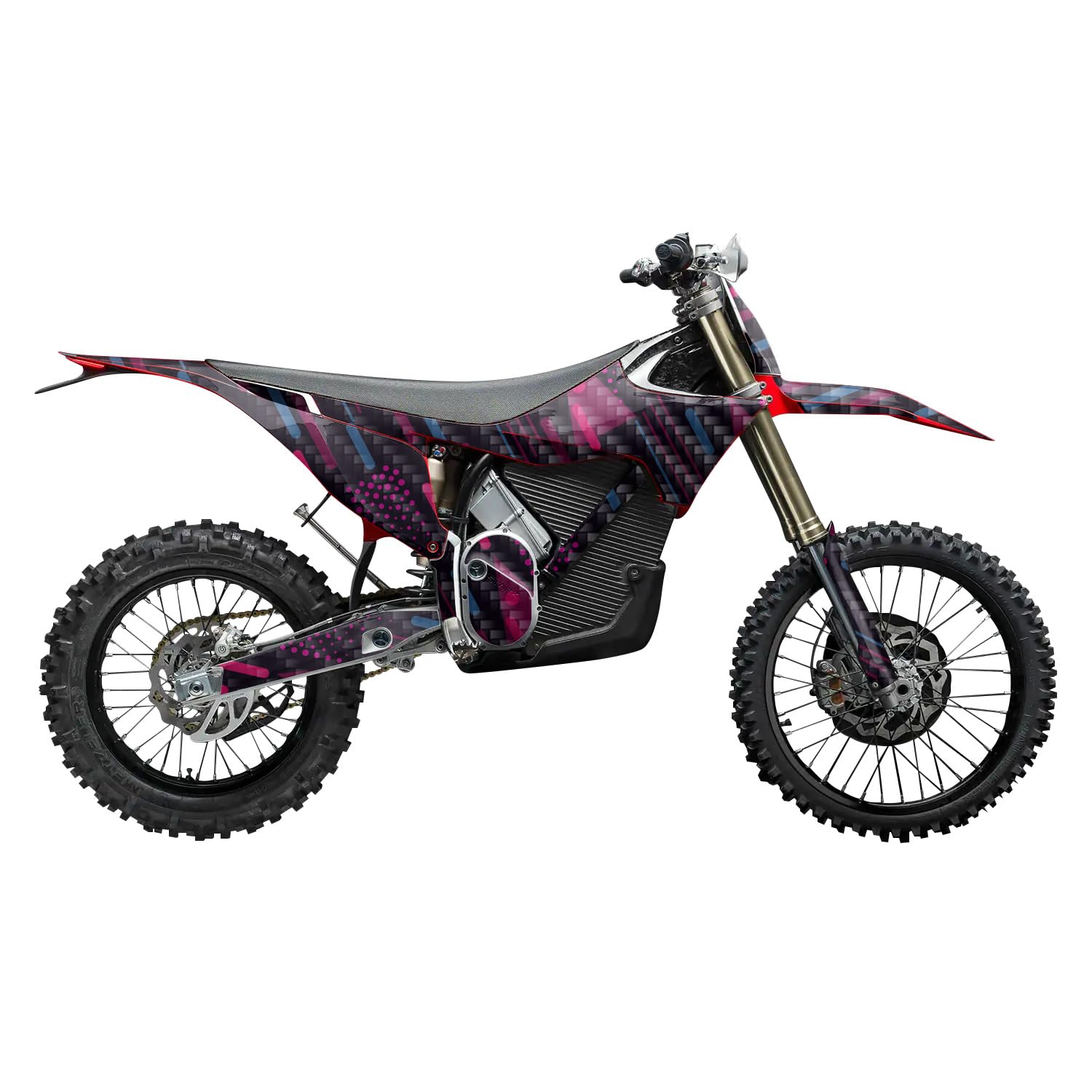 Carbon Fiber Stark Varg MX 2023-2025 Graphics Kit Wrap - Magenta Rain - Varg MX Skin - Premium 3M Vinyl Protective Wrap Decal Cover - Easy to Apply | Crafted in The USA by MightySkins
