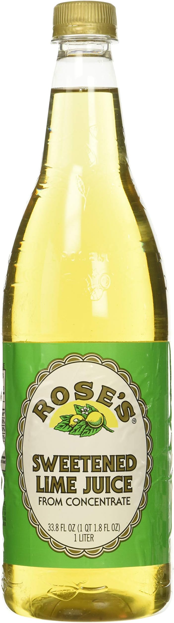 Rose’s Sweetened Lime Juice, 1 Liter (33.8 Fluid Ounces) Plastic Bottle (Pack of 2)
