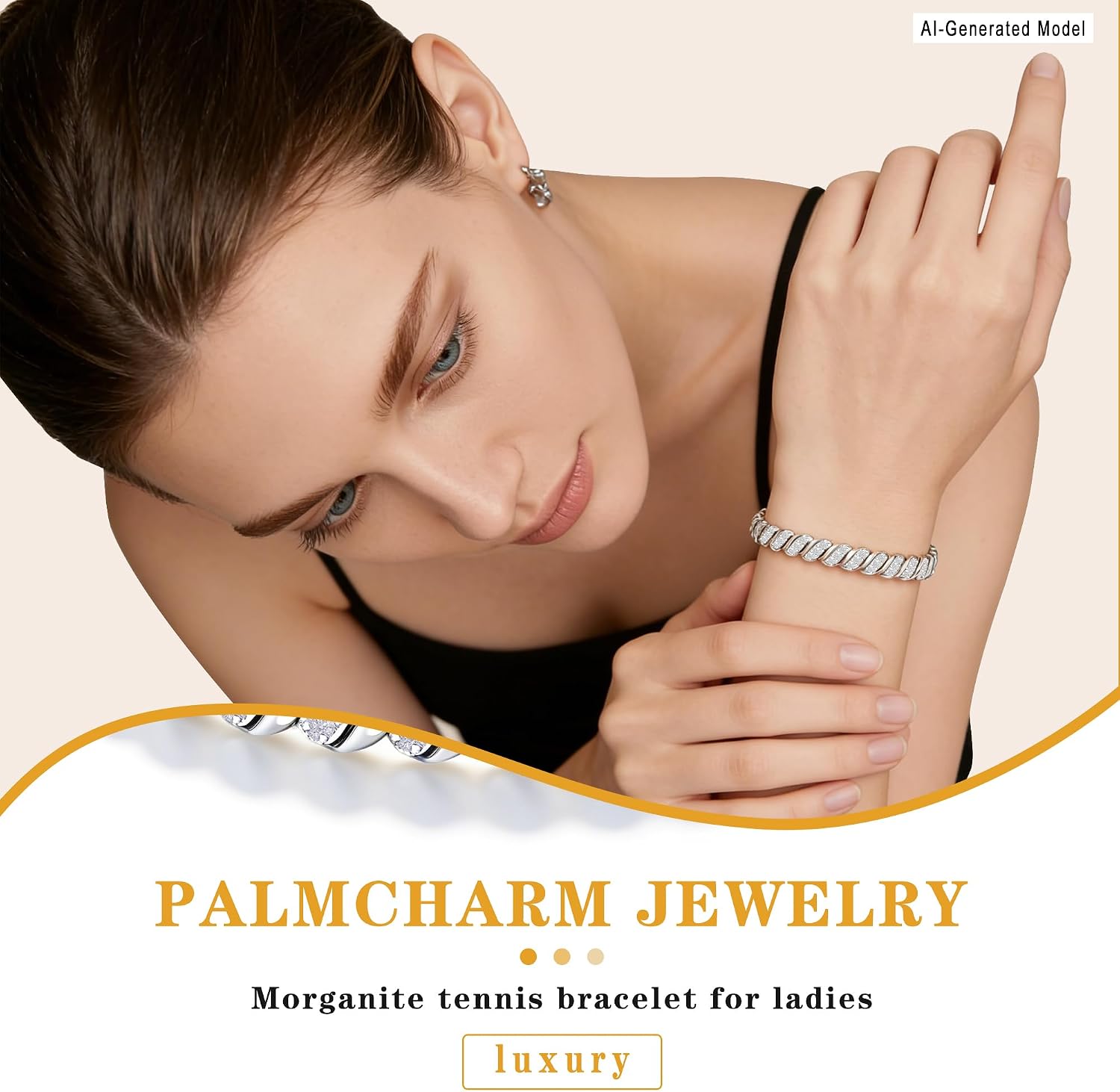 Moissanite Tennis Bracelet for Women, 1/4 Cttw, Platinum Plated Silver Bracelet, D Color VVS1, Bezel Setting, 7 Inches, Hypoallergenic Jewelry with Gift Box, Ideal Gift for Wife Her Birthday Valentine