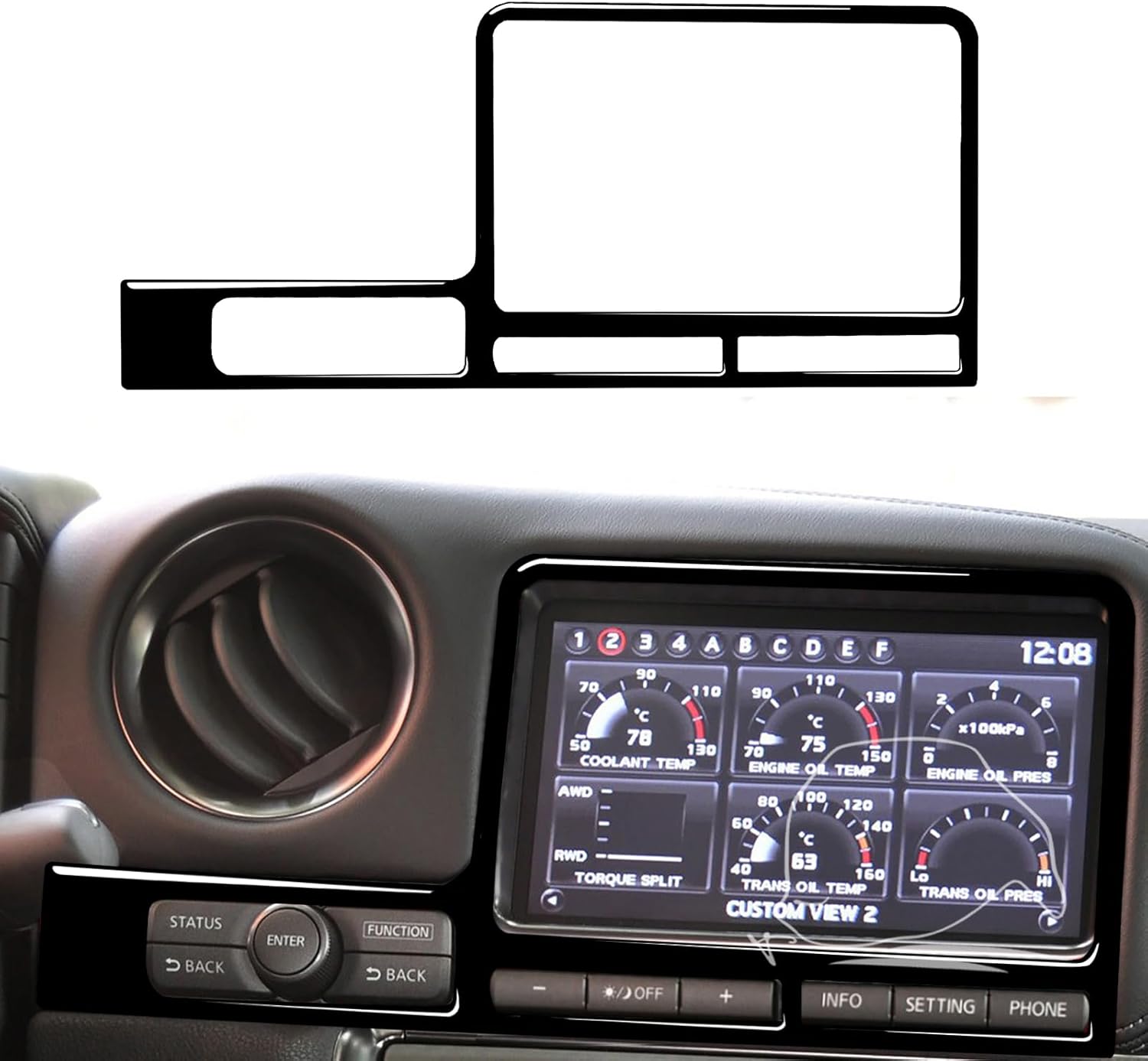 Compatible with Nissan GT-R R35 2008 2009 2010 2011 2012 2013 2014 2015 2016 Car Rear Speaker Trim Decals Carbon Fiber Accessories (Piano Black)
