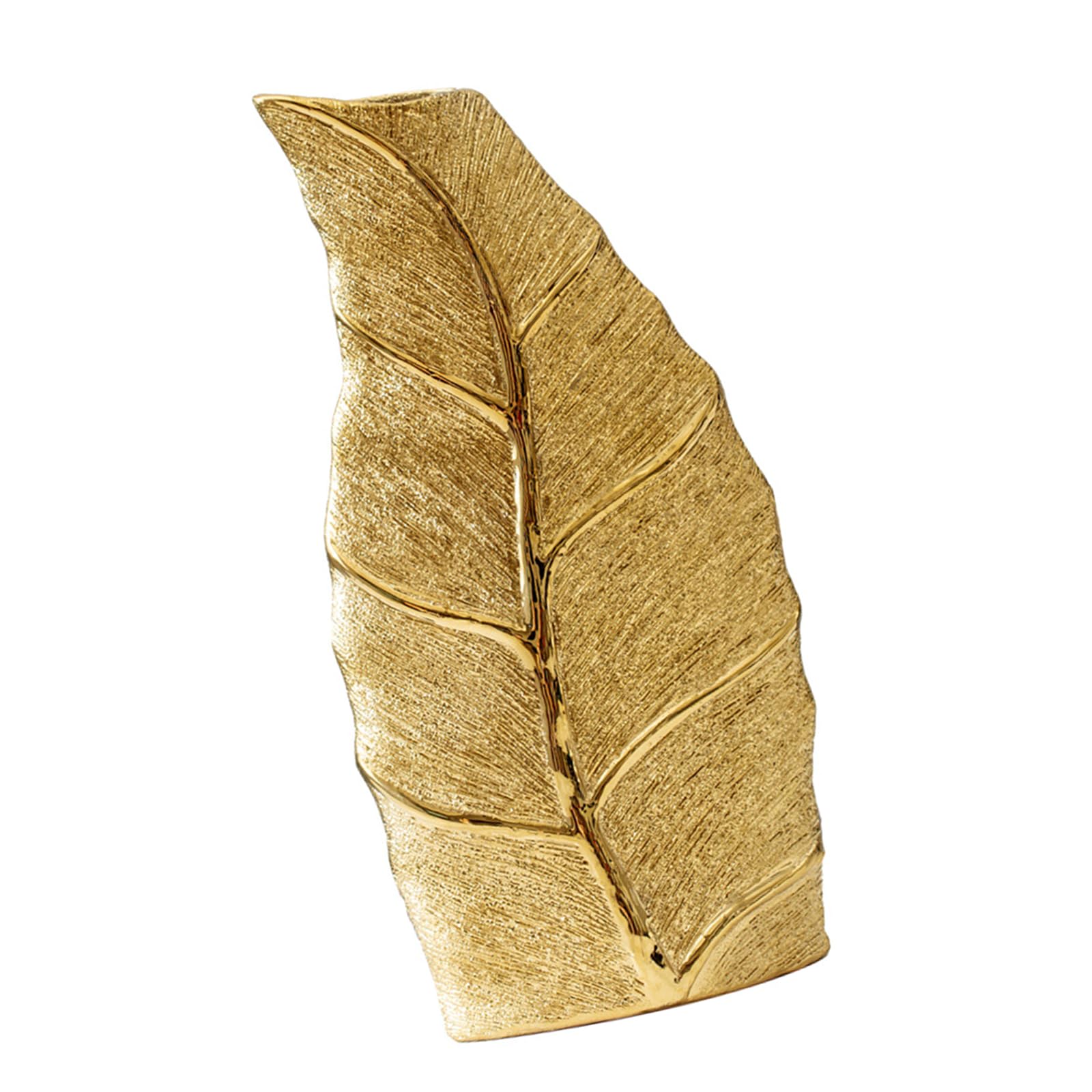 Kalttoy Luxury Golden Leaves Shape European Flower Pots for Sophisticated Centerpieces in Modern Home Ceramic Decorative Vases