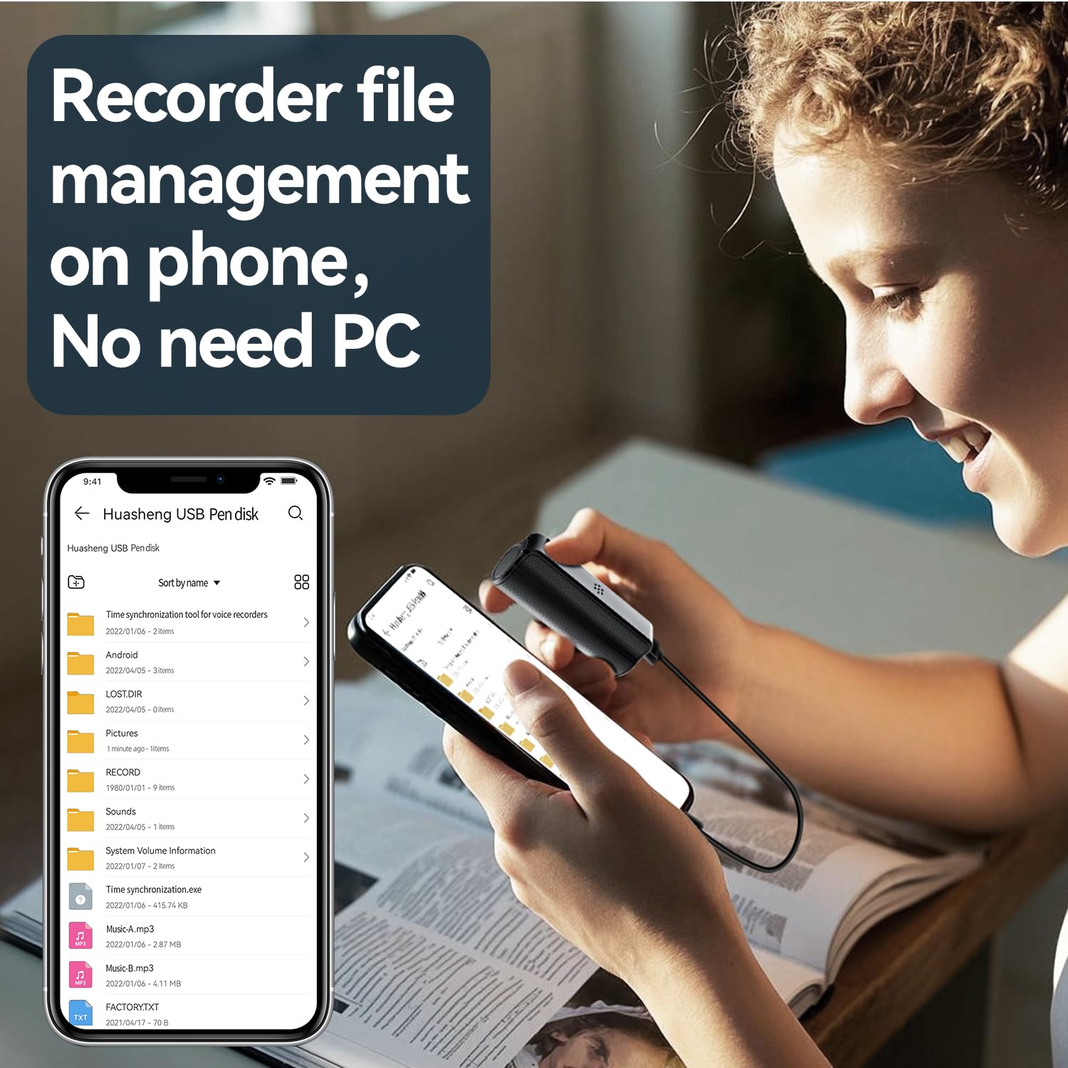 Magnetic Digital Voice Recorder With AI-Triple Noise Reduction,Portable