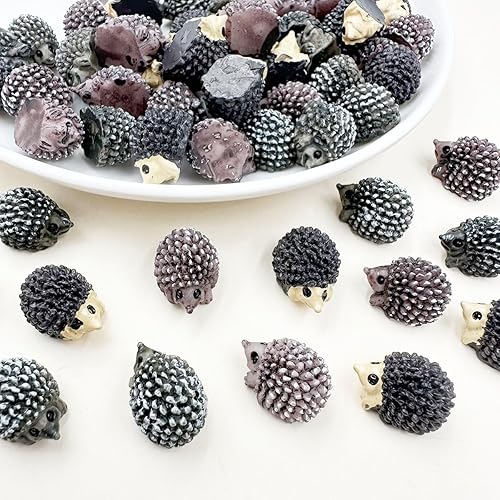 Miniatura 5 de Mini figuras de erizo, 40 figuras de resina en miniatura de erizo, accesorios de adorno de figura de erizo, modelo de animales, jardín de hadas,