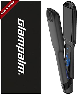 GlamMuse Wide 1.5" | All-Ceramic Flat Iron Infused with Vita-C, Salon Results with Less Heat Damage, Trusted by K-Pop Hair Stylists Hair Straightener for Thick Hair, Silk Press | GP501T