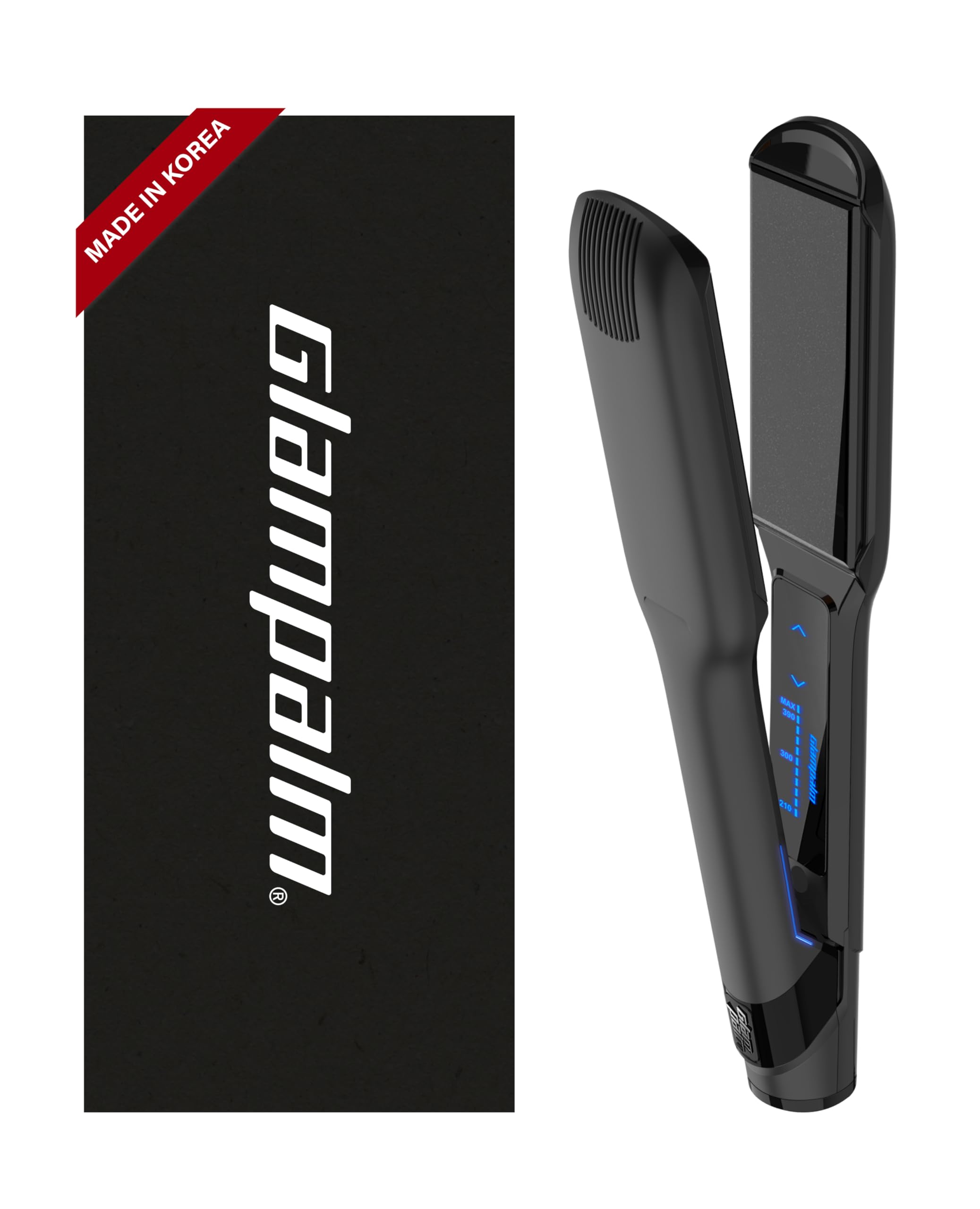 GlamMuse Wide 1.5" | All-Ceramic Flat Iron Infused with Vita-C, Salon Results with Less Heat Damage, Trusted by K-Pop Hair Stylists Hair Straightener for Thick Hair, Silk Press | GP501T