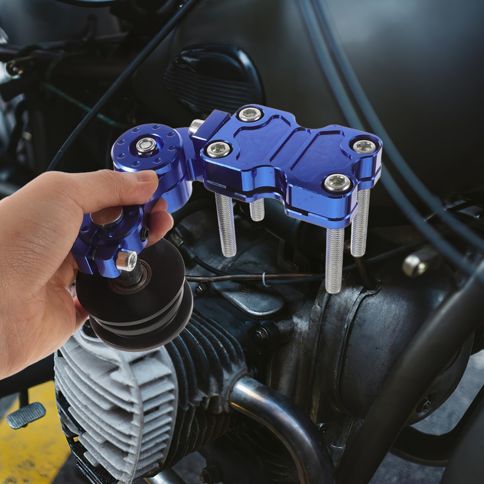 Tensor de Aluminio de Aleación Cadena Azul de Motocicleta