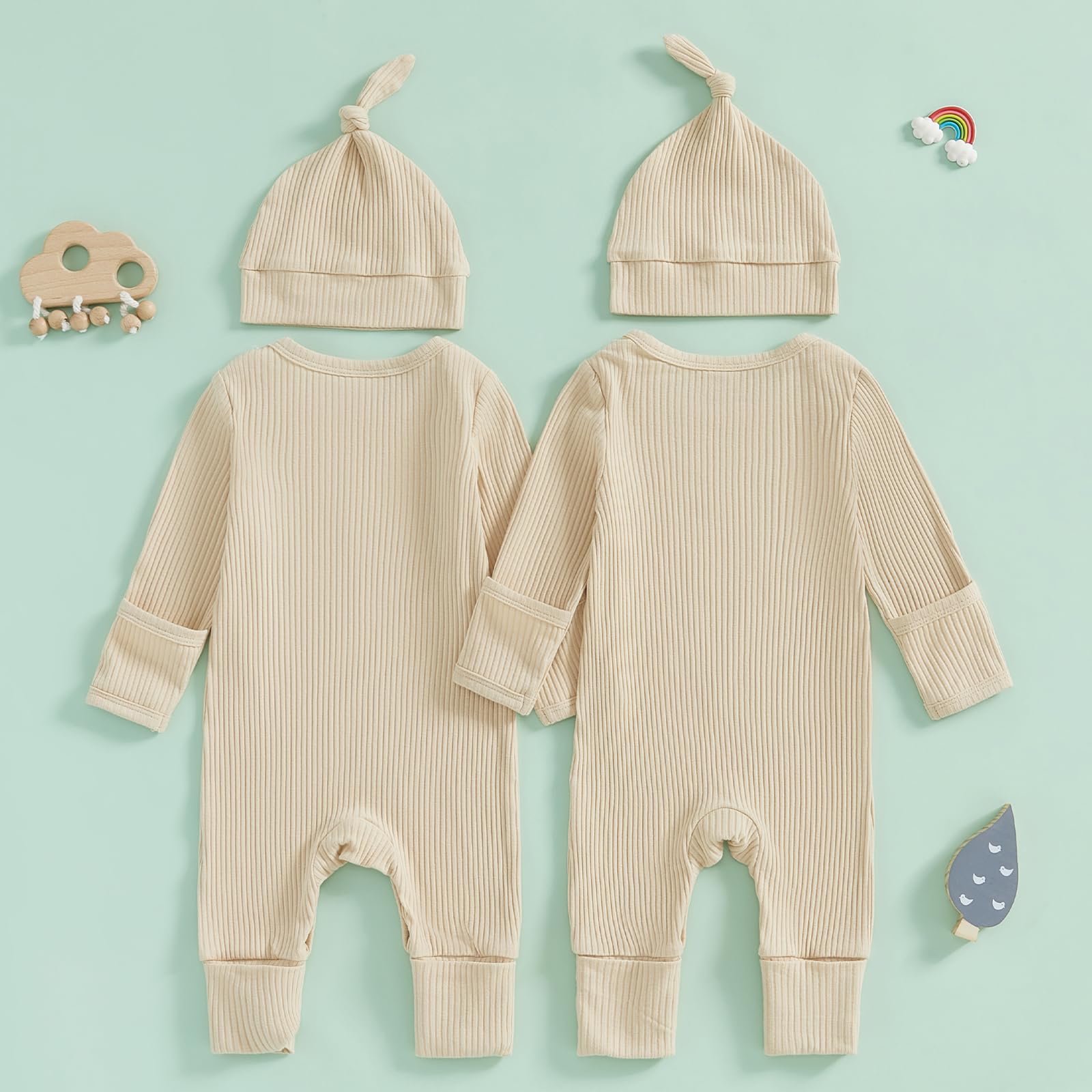Mameluco de punto para recién nacido, para niñas y gemelos, con gorro, ropa de otoño