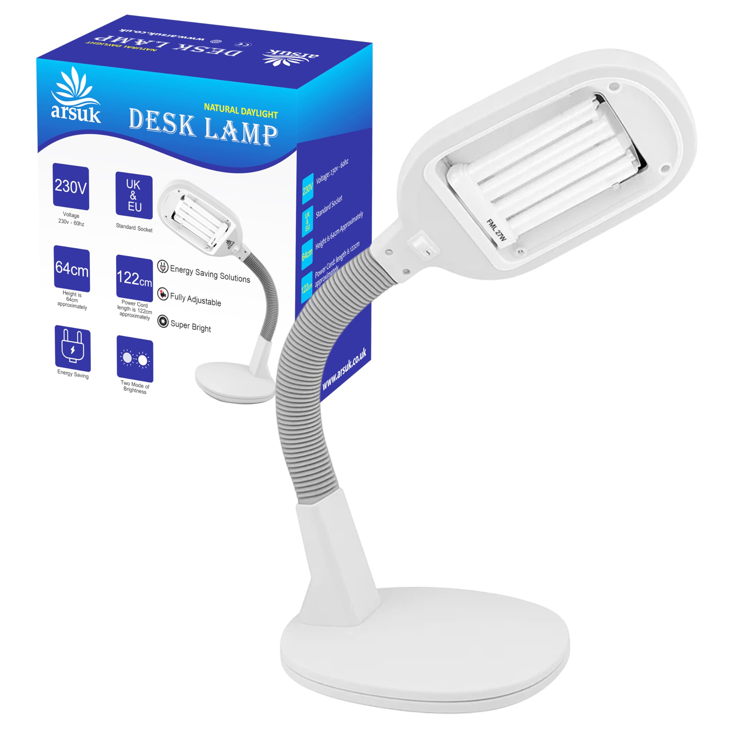 ARSUK® Lampes (Lampes de bureau, Gris, lampe à ampoule)